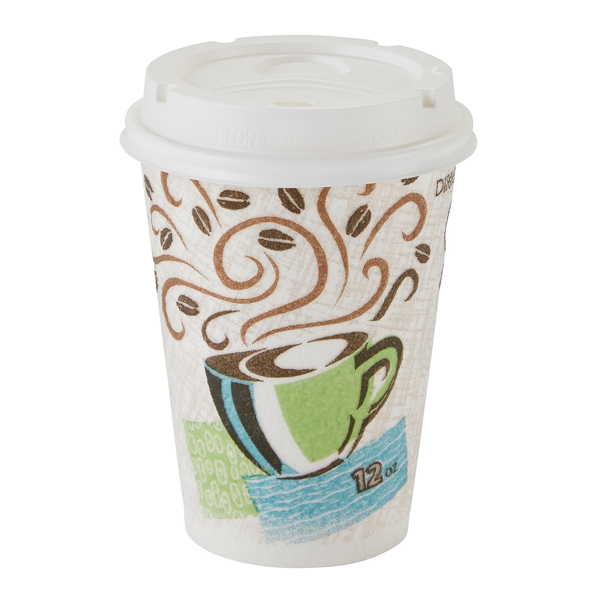Dixie PerfecTouch WiseSize Paper Cup & Lid Combo, 12 Oz., White, 50/Pack