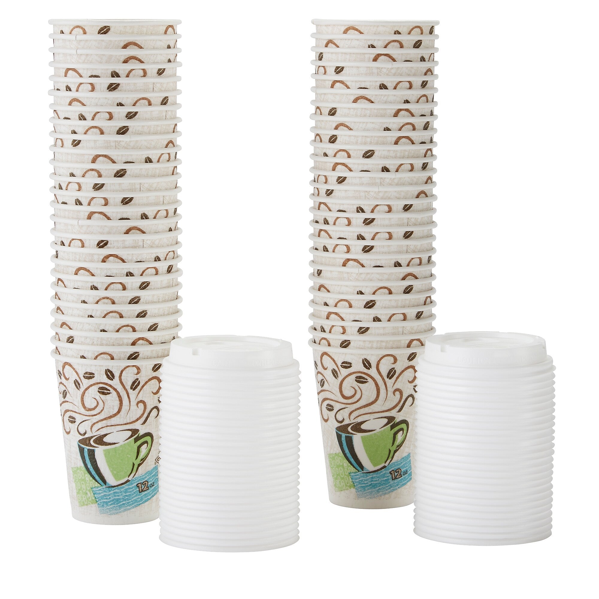 Dixie PerfecTouch WiseSize Paper Cup & Lid Combo, 12 Oz., White, 50/Pack