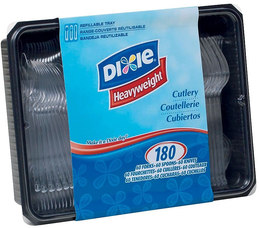 Dixie Plastic Assorted Cutlery Keeper, Heavy-Weight, Clear, 180/Pack