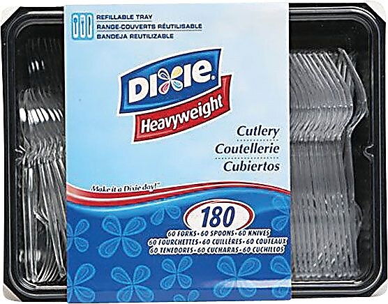 Dixie Plastic Assorted Cutlery Keeper, Heavy-Weight, Clear, 180/Pack
