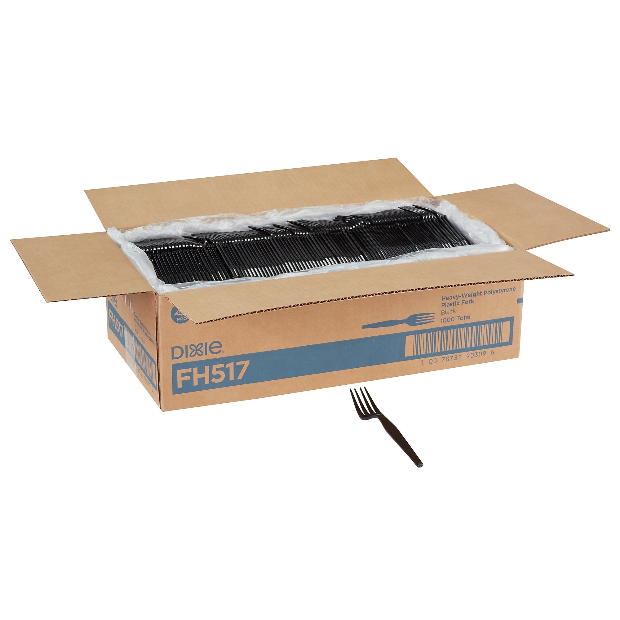 Dixie Plastic Fork, Heavy-Weight, Black, 1000/Carton