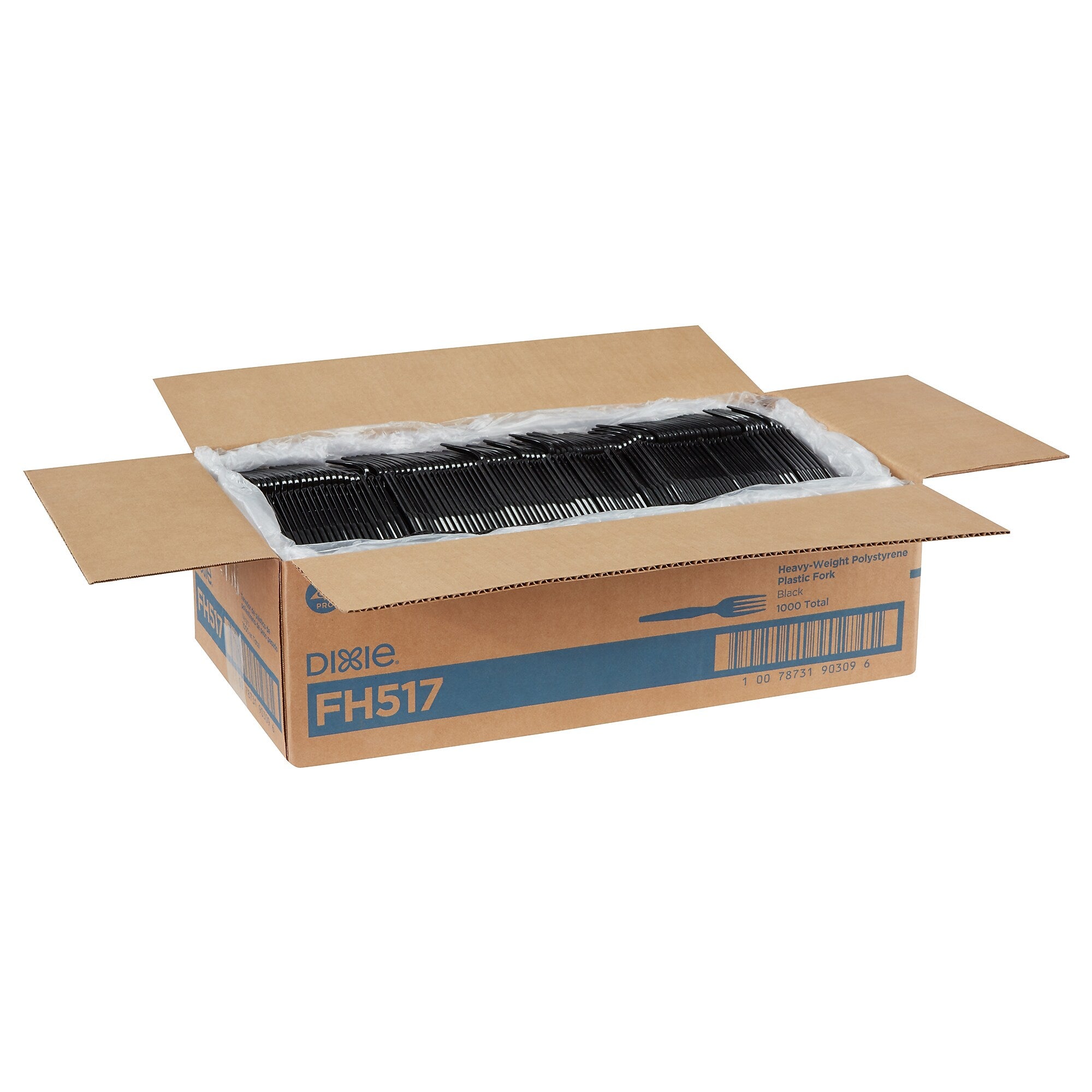Dixie Plastic Fork, Heavy-Weight, Black, 1000/Carton