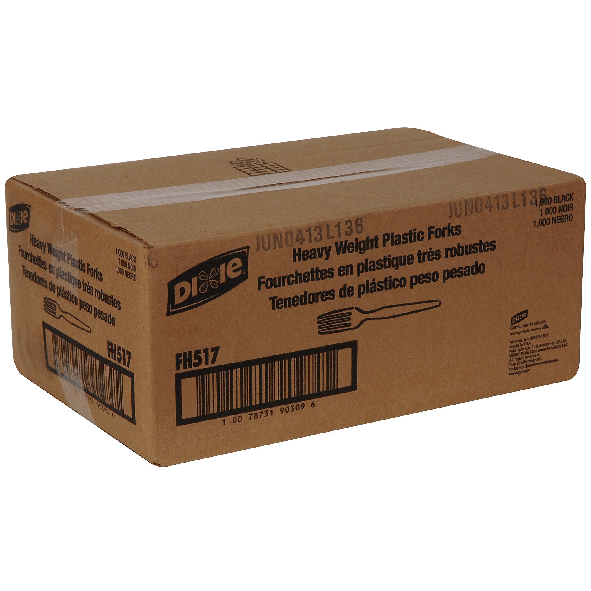 Dixie Plastic Fork, Heavy-Weight, Black, 1000/Carton