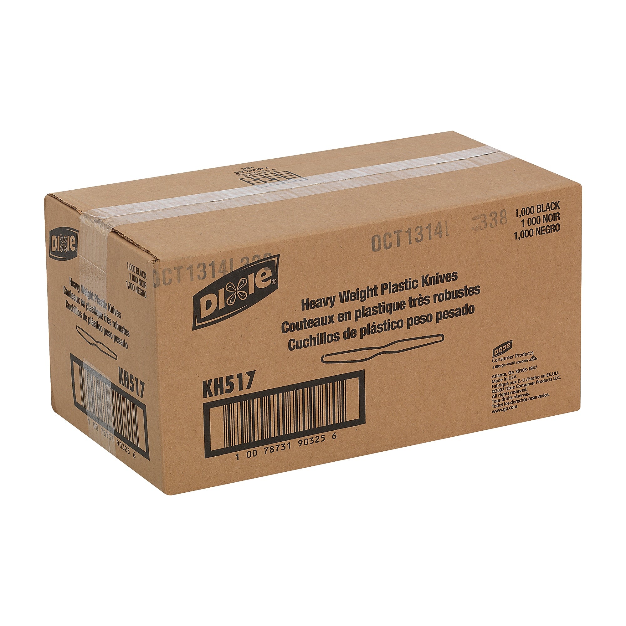 Dixie Plastic Knife, Heavy-Weight, Black, 1000/Carton