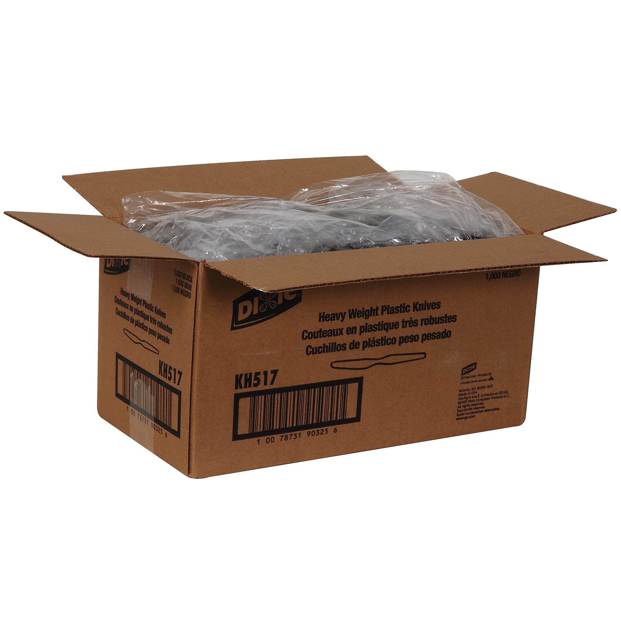 Dixie Plastic Knife, Heavy-Weight, Black, 1000/Carton