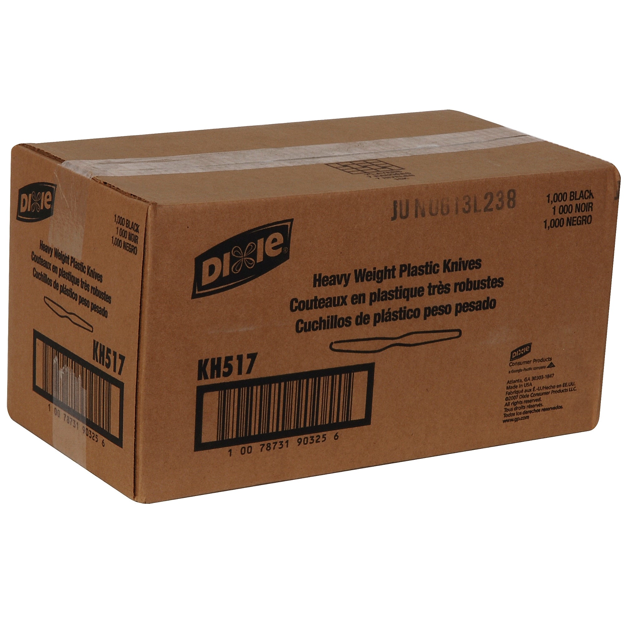 Dixie Plastic Knife, Heavy-Weight, Black, 1000/Carton