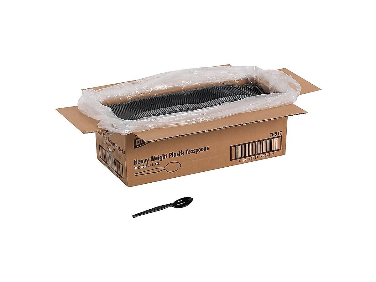 Dixie Plastic Teaspoon, Heavy-Weight, Black, 1000/Carton