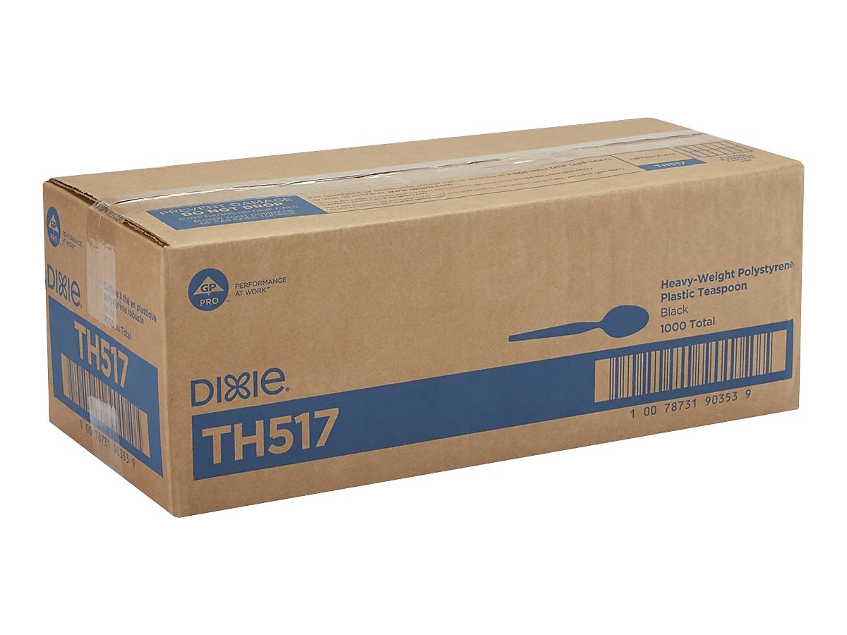 Dixie Plastic Teaspoon, Heavy-Weight, Black, 1000/Carton