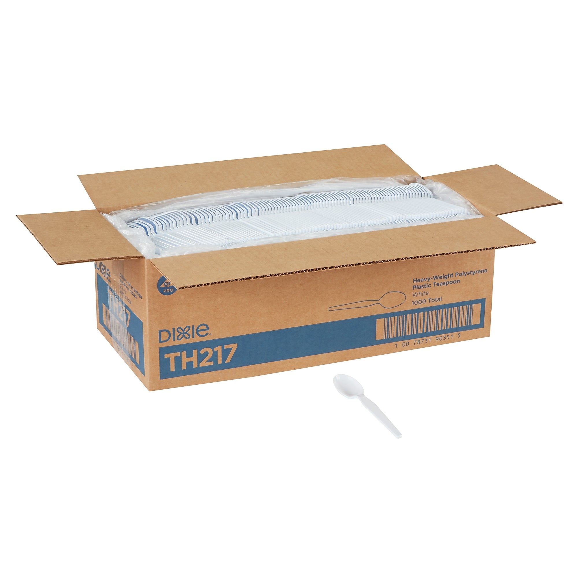 Dixie Plastic Teaspoon, Heavy-Weight, White, 1000/Carton