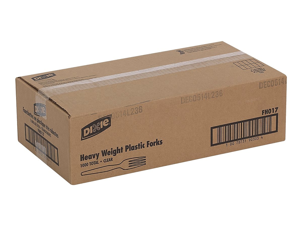 Dixie Polystyrene Forks, Heavy-Weight, Crystal, 1000/Carton