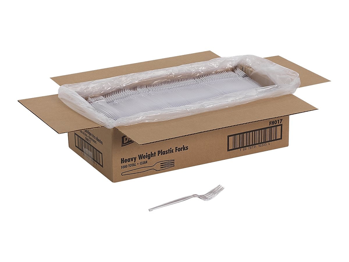 Dixie Polystyrene Forks, Heavy-Weight, Crystal, 1000/Carton