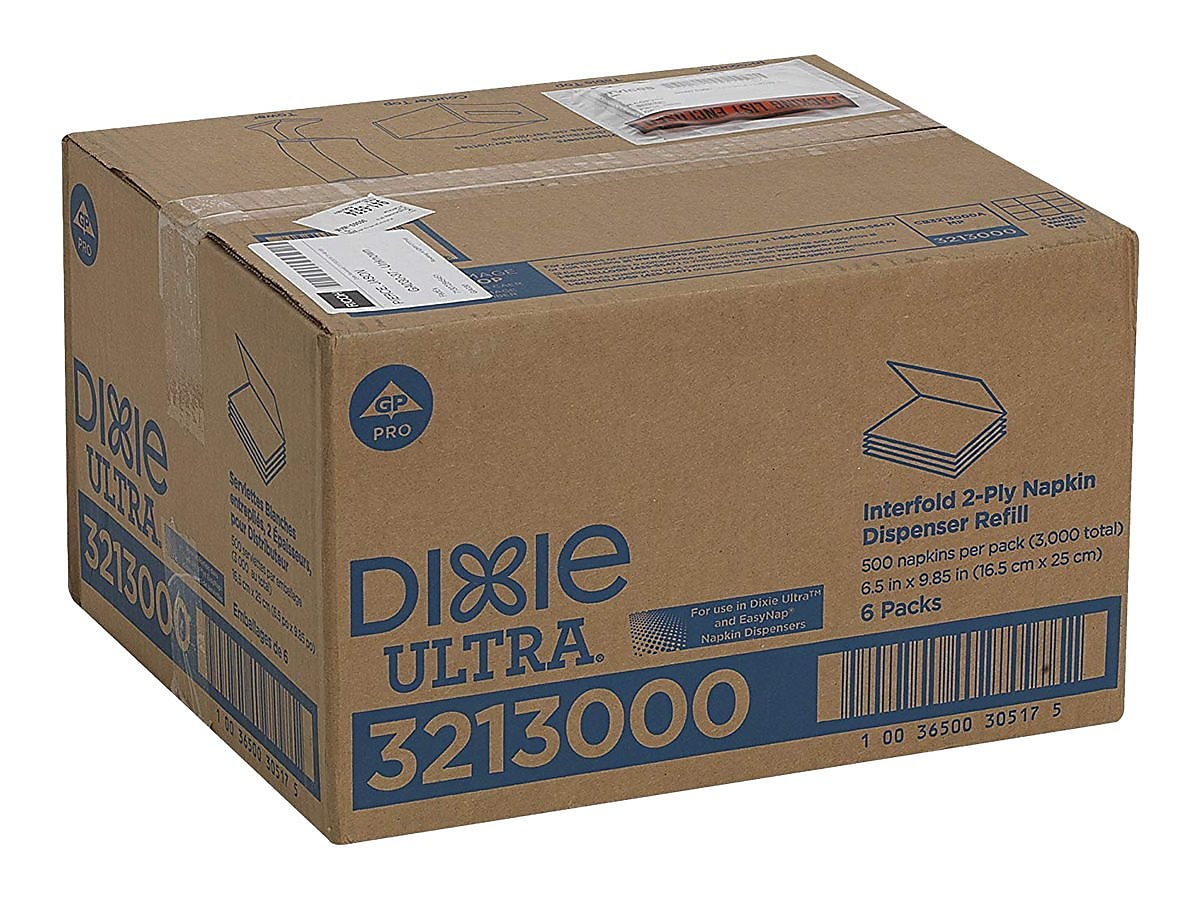 Dixie Ultra Napkins, 2-Ply, White, 500/Pack, 6 Packs/Carton