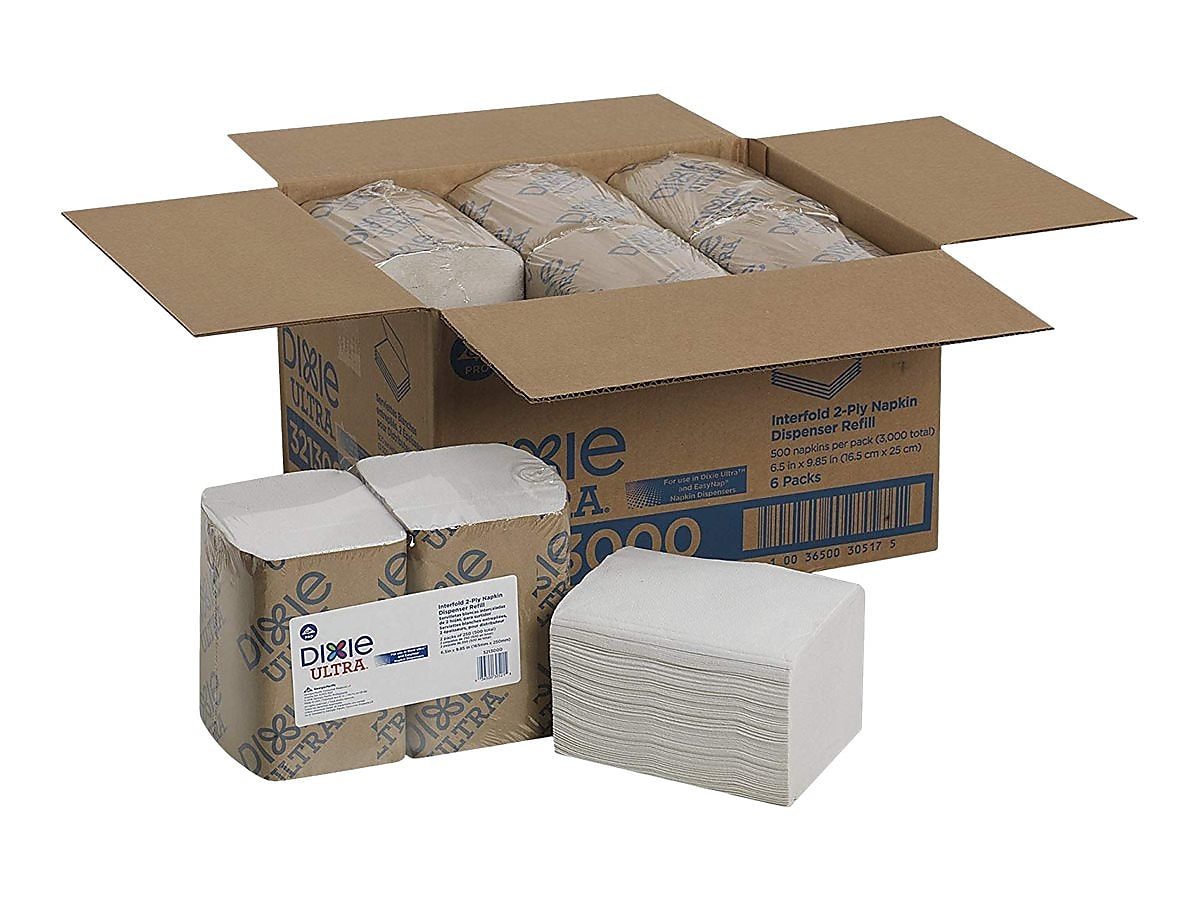 Dixie Ultra Napkins, 2-Ply, White, 500/Pack, 6 Packs/Carton