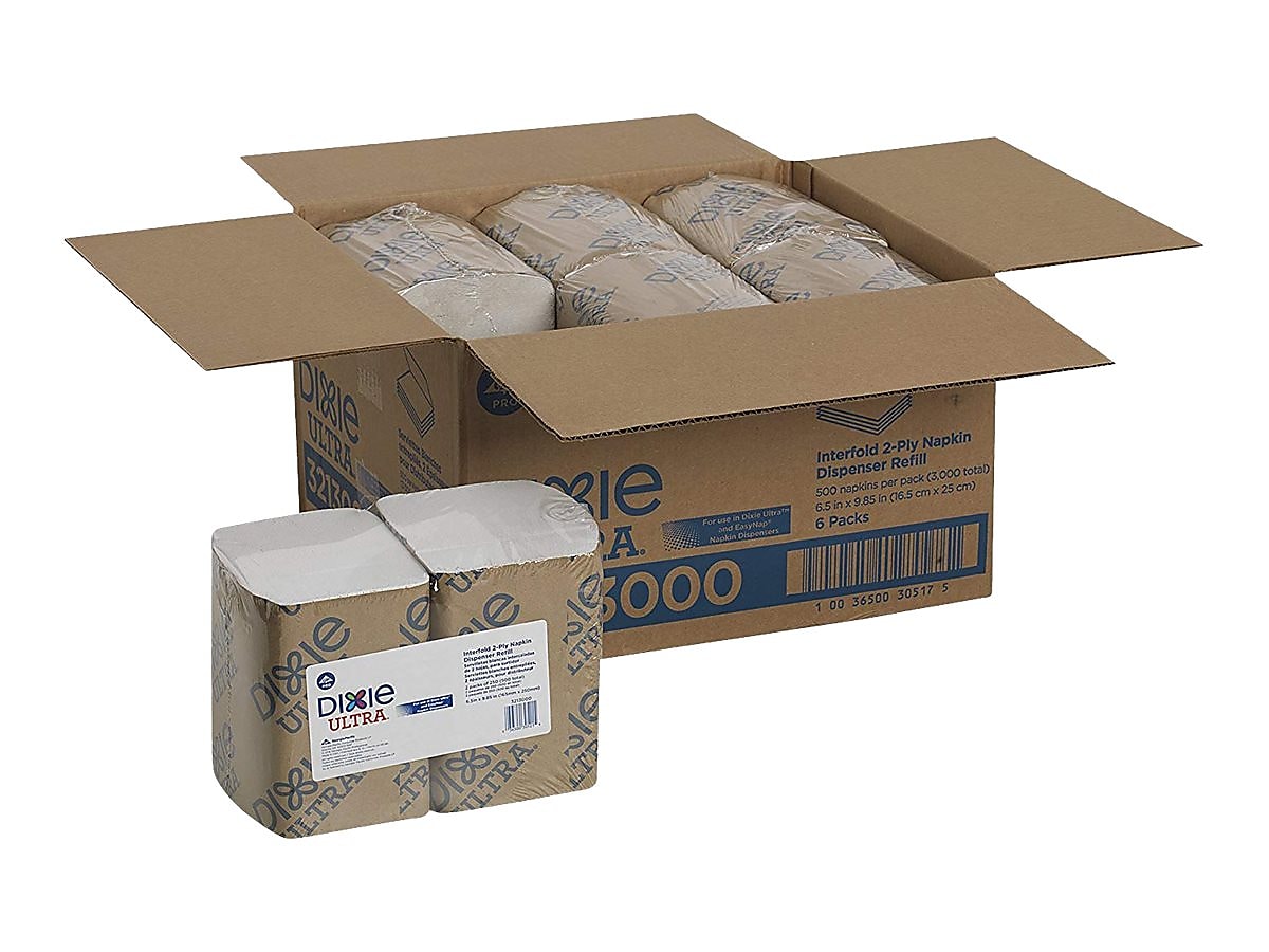 Dixie Ultra Napkins, 2-Ply, White, 500/Pack, 6 Packs/Carton