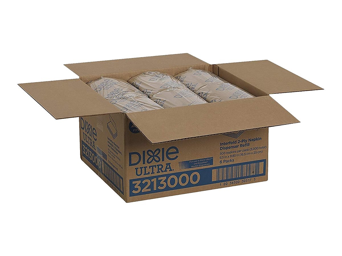 Dixie Ultra Napkins, 2-Ply, White, 500/Pack, 6 Packs/Carton