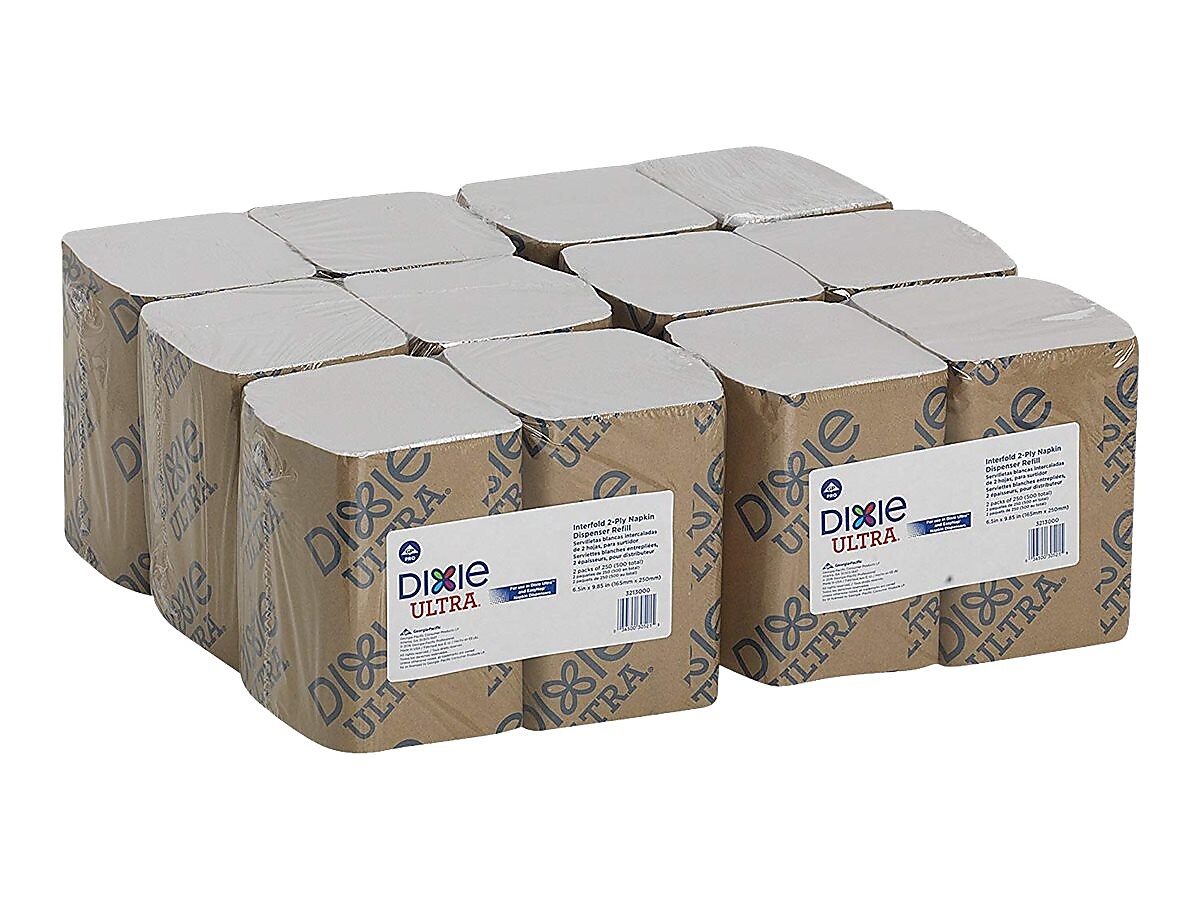Dixie Ultra Napkins, 2-Ply, White, 500/Pack, 6 Packs/Carton