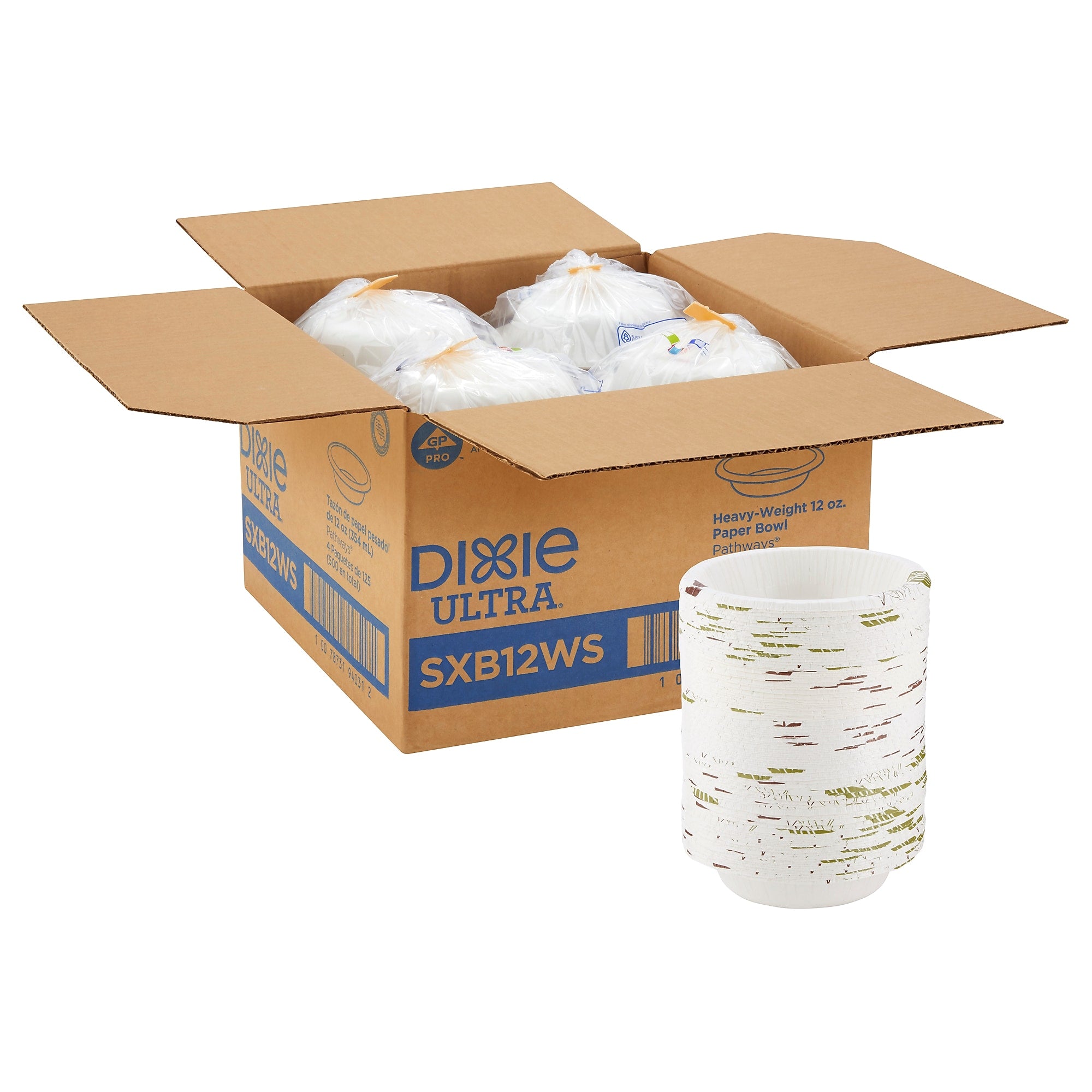 Dixie Ultra Pathways Heavy-Weight Paper Bowls, 12 oz., 500/Carton