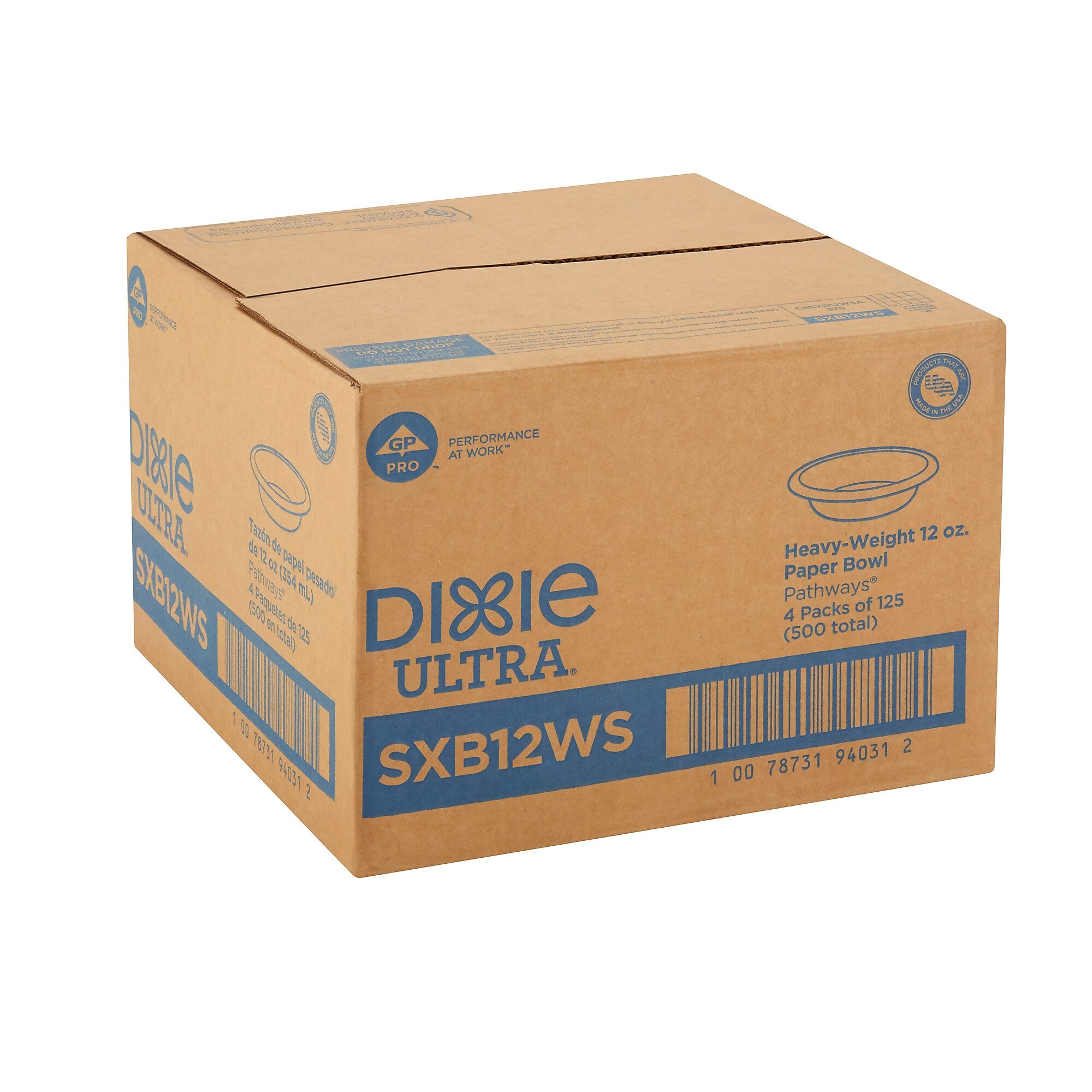 Dixie Ultra Pathways Heavy-Weight Paper Bowls, 12 oz., 500/Carton
