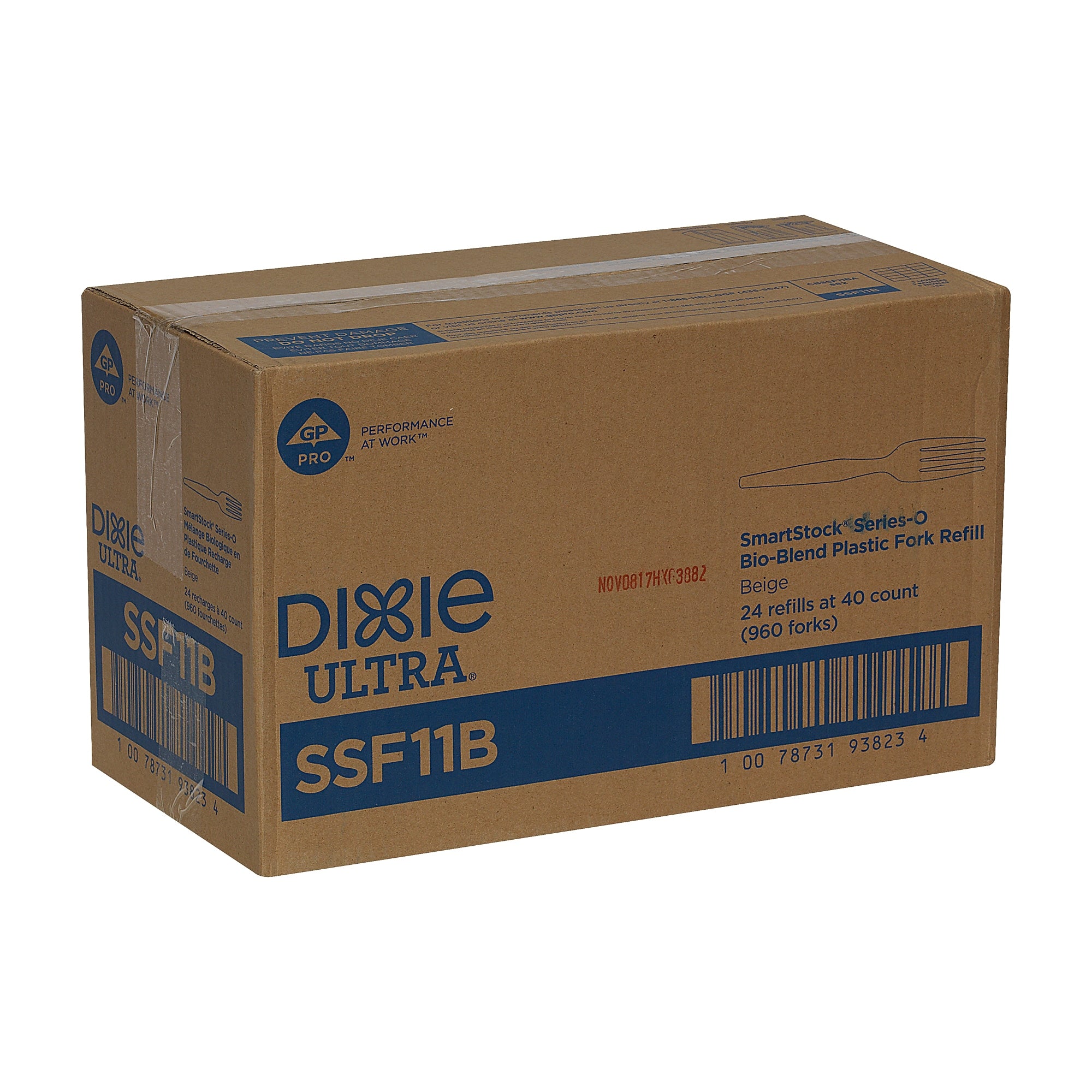 Dixie Ultra SmartStock Series-O Bio-Blend Fork Refills, Medium-Weight, Natural Beige, 960/Carton