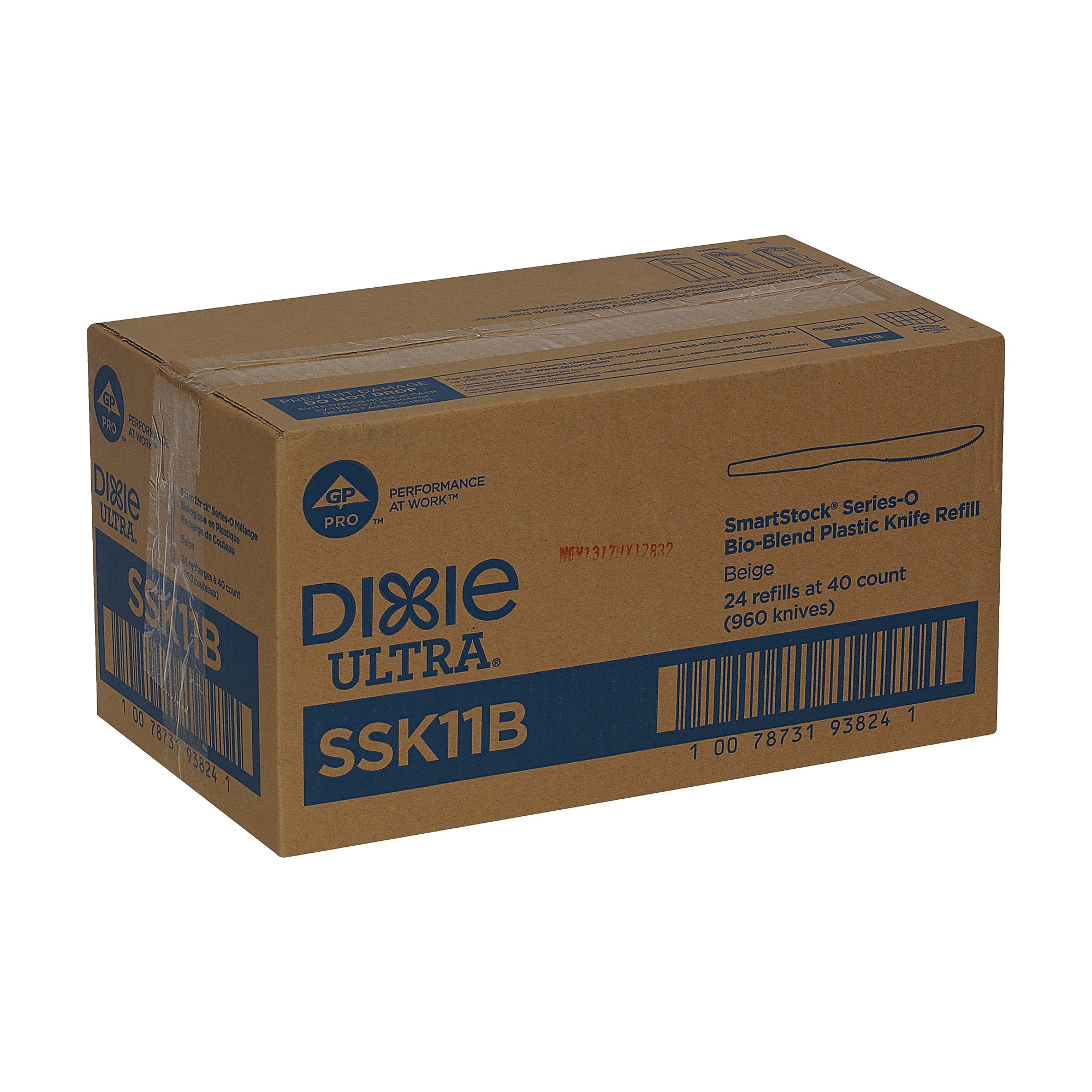 Dixie Ultra SmartStock Series-O Bio-Blend Knife Refills, Medium-Weight, Natural Beige, 960/Carton
