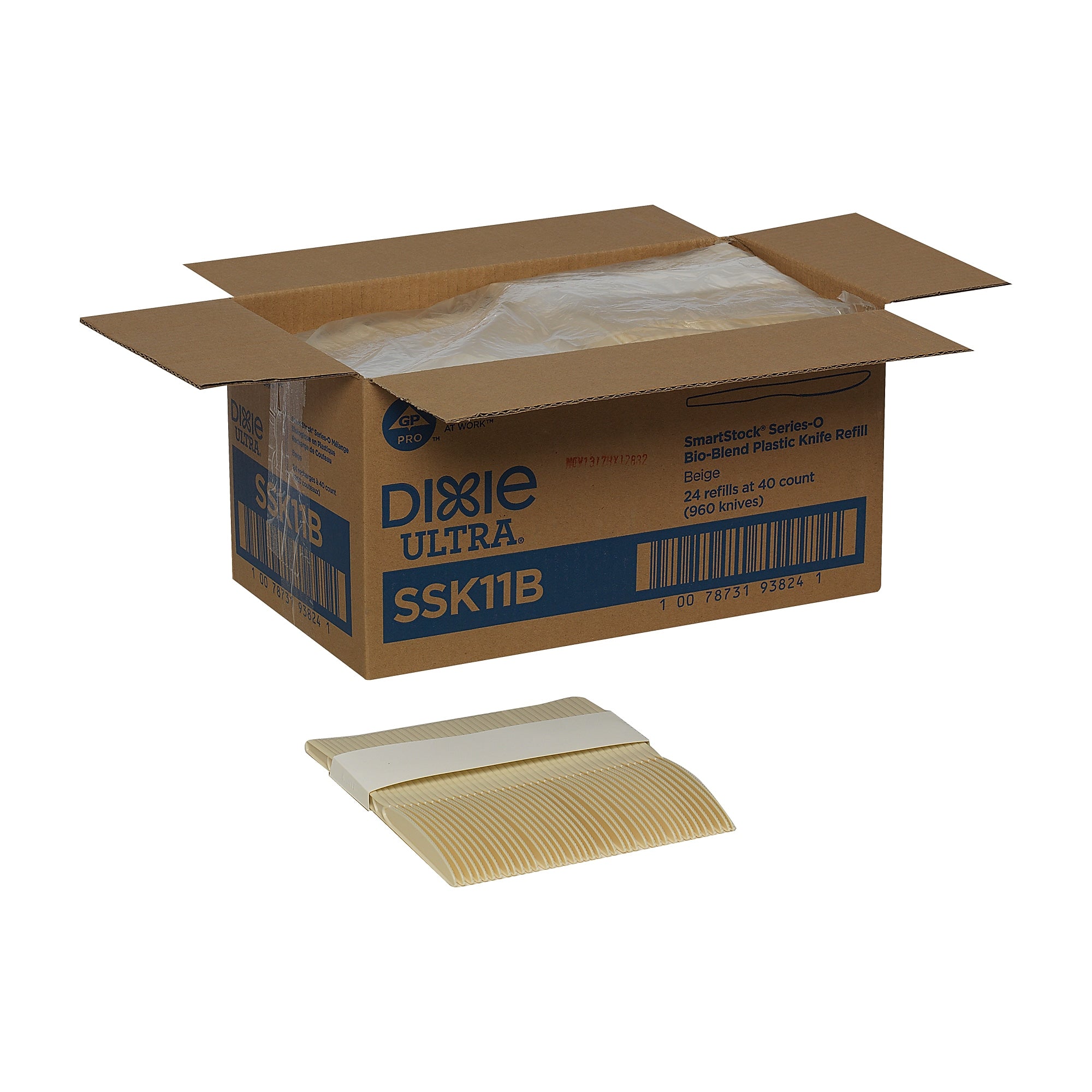 Dixie Ultra SmartStock Series-O Bio-Blend Knife Refills, Medium-Weight, Natural Beige, 960/Carton