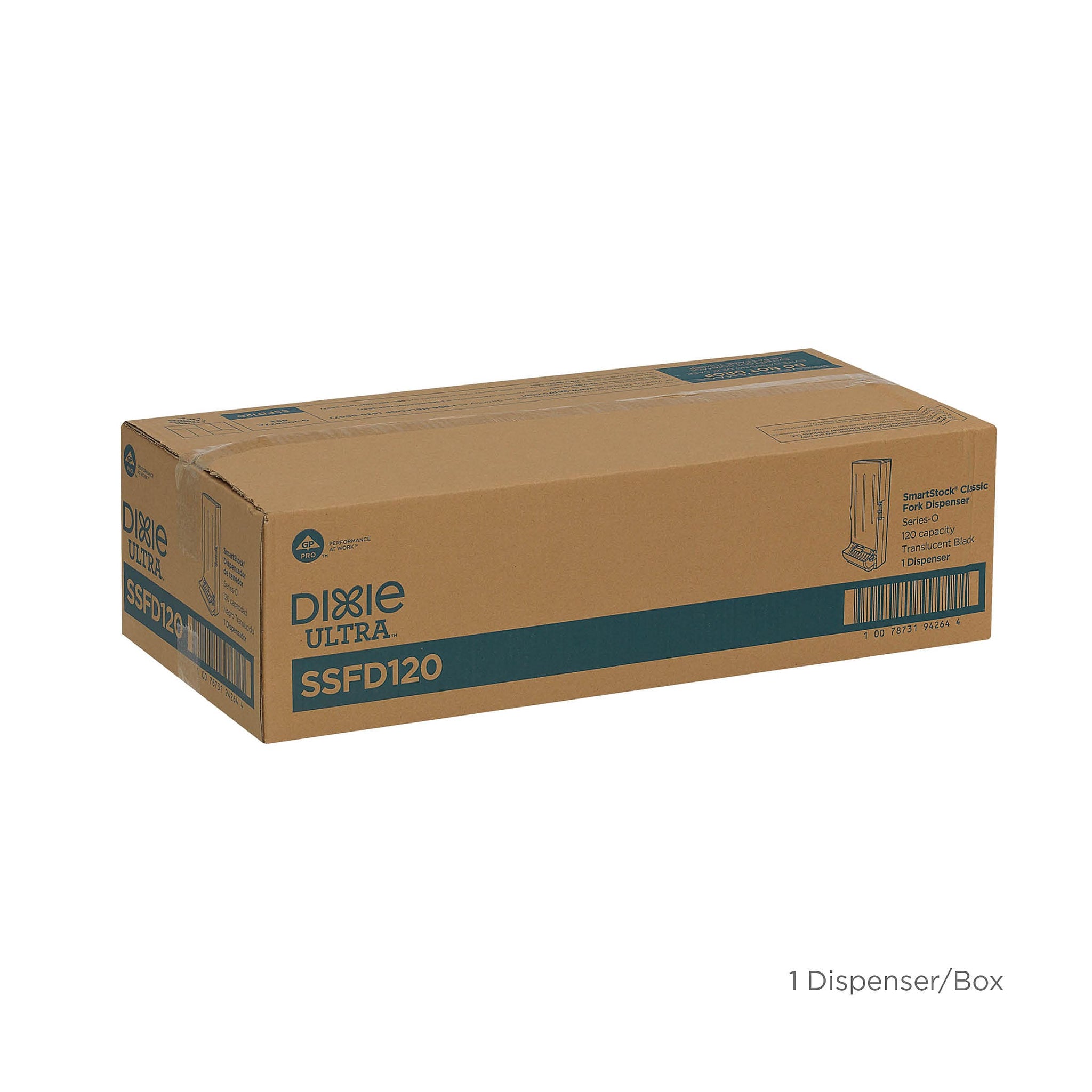 Dixie Ultra SmartStock Series-O Classic Fork Dispenser by GP PRO, Translucent Black