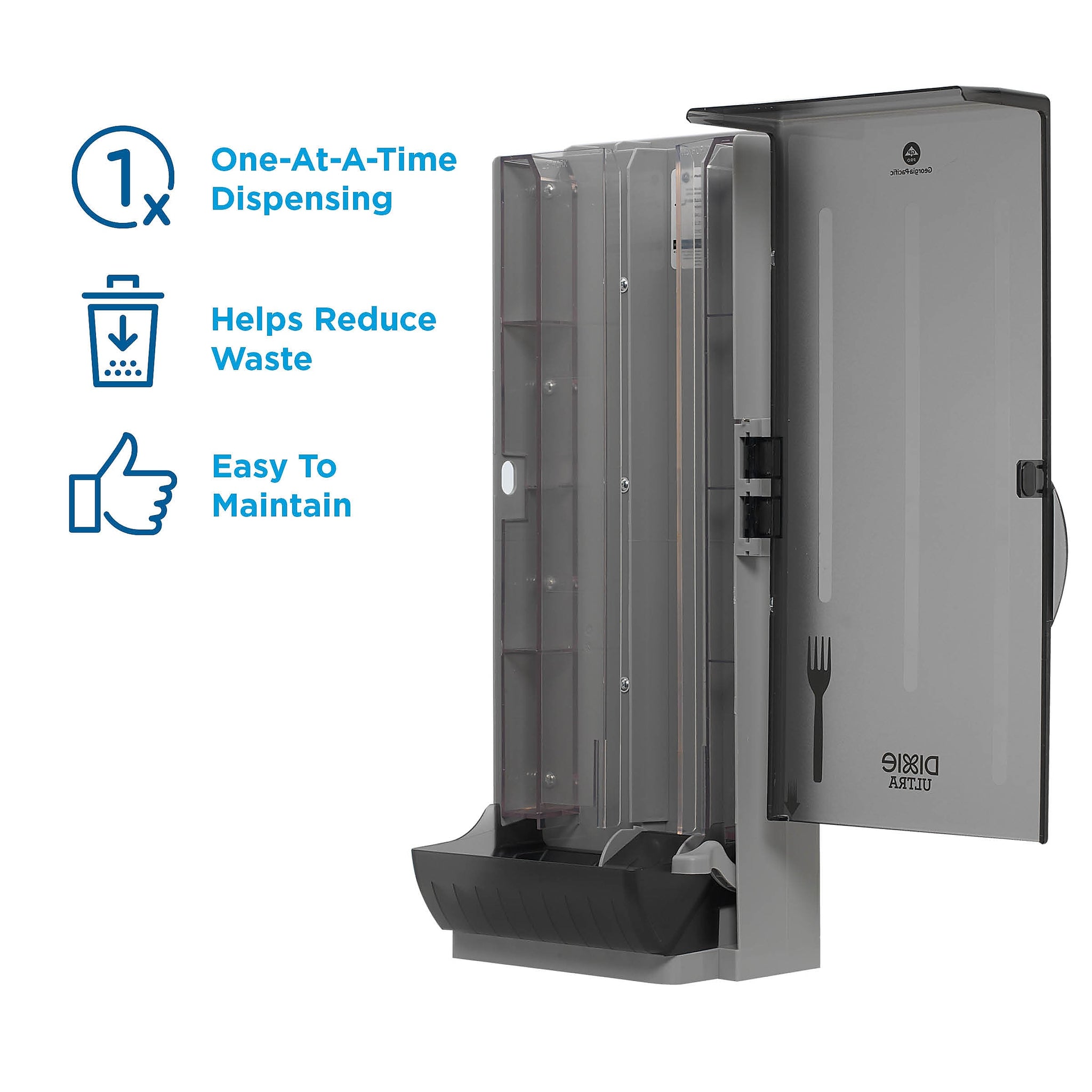 Dixie Ultra SmartStock Series-O Classic Fork Dispenser by GP PRO, Translucent Black