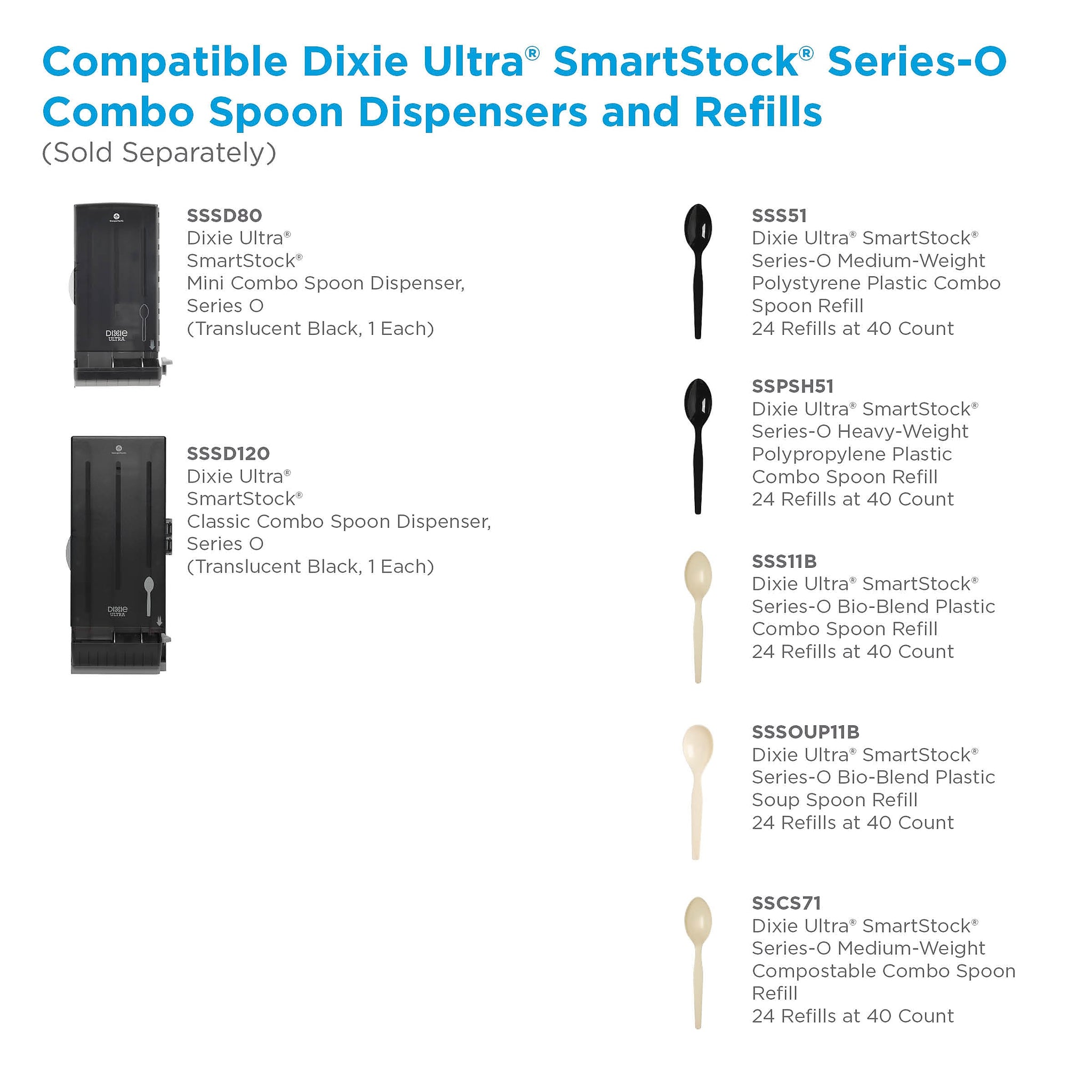 Dixie Ultra SmartStock Series-O Classic Spoon Dispenser by GP PRO, Translucent Black
