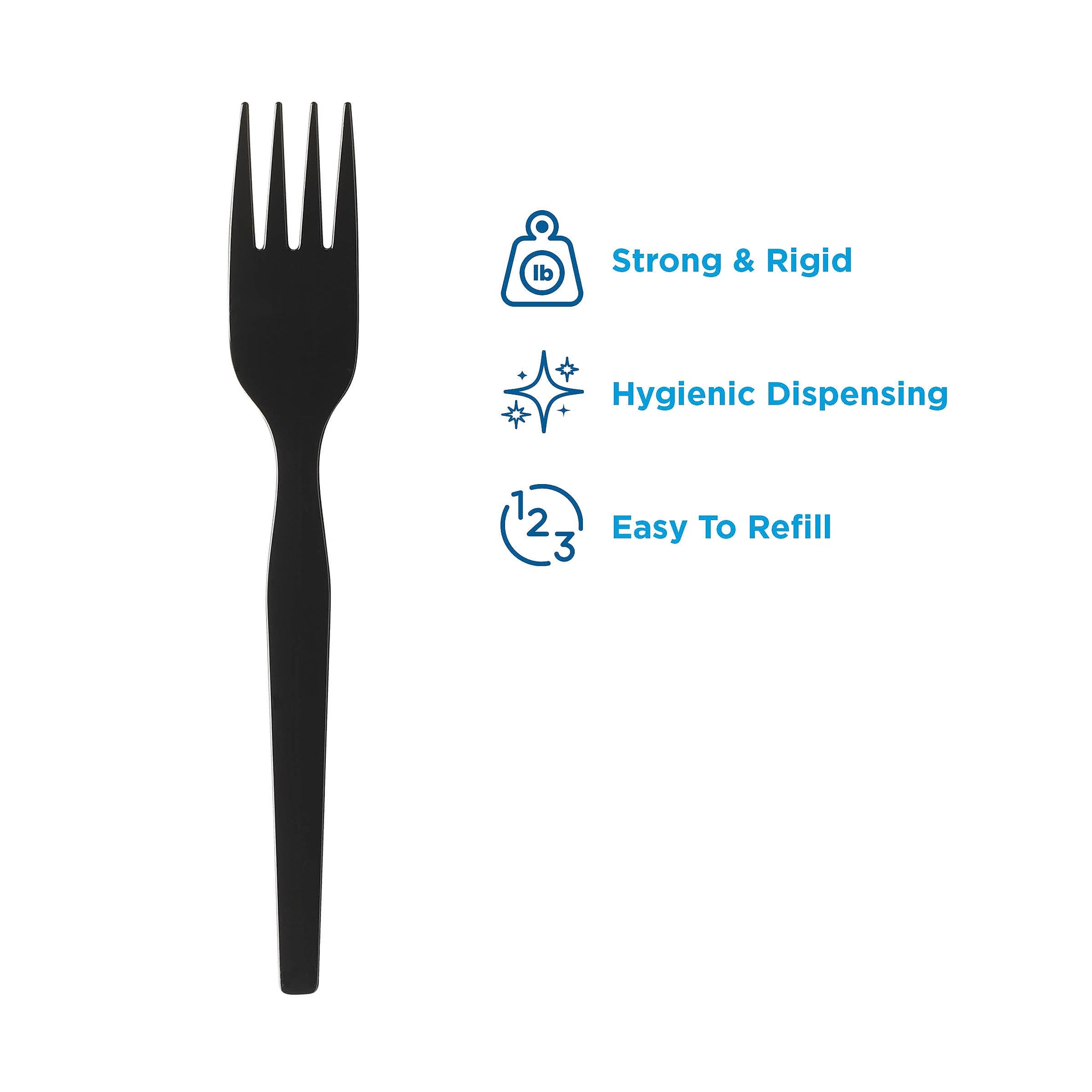 Dixie Ultra SmartStock Series-O Plastic Fork Refills, Medium-Weight, Black, 960/Carton