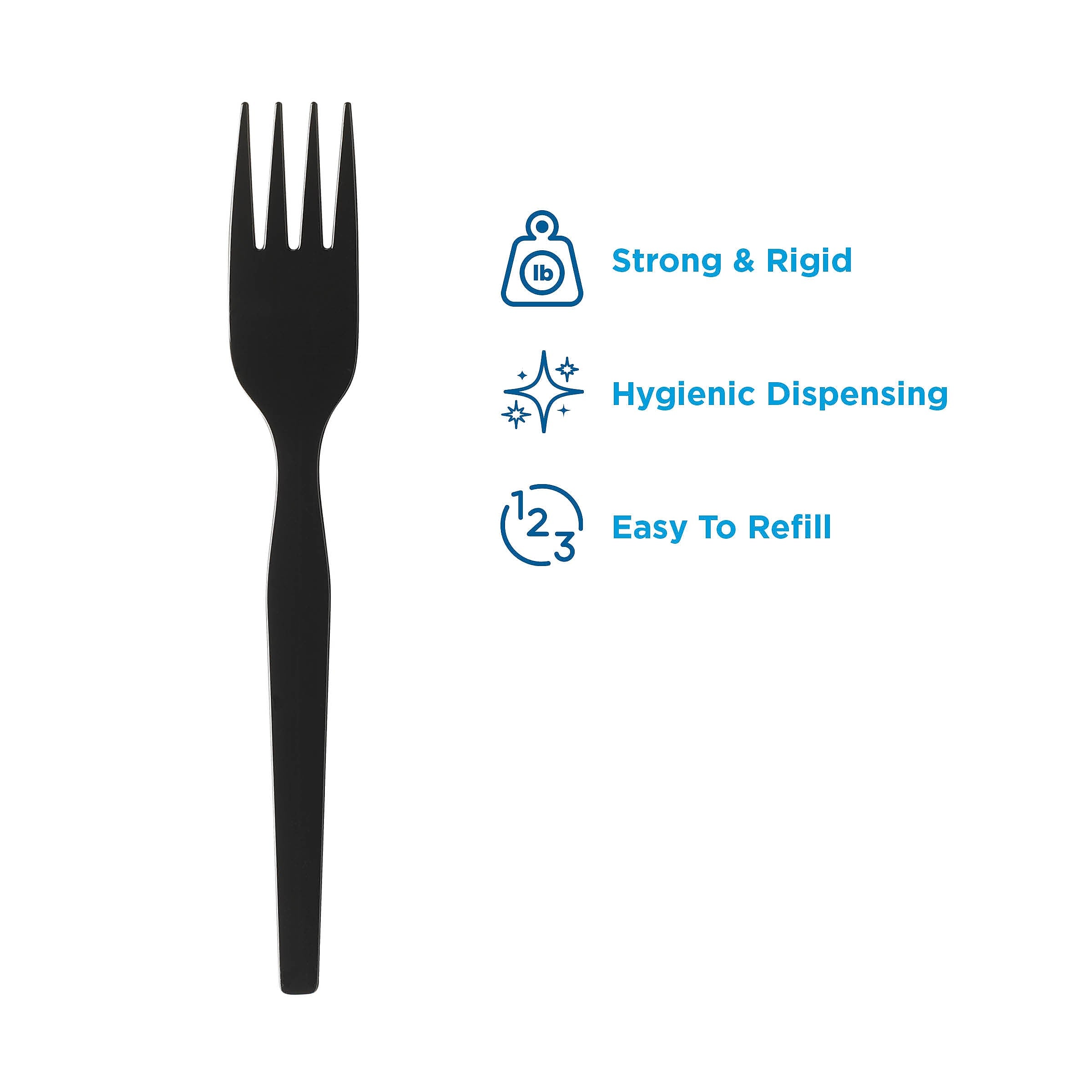 Dixie Ultra SmartStock Series-O Plastic Fork Refills, Medium-Weight, Black, 960/Carton