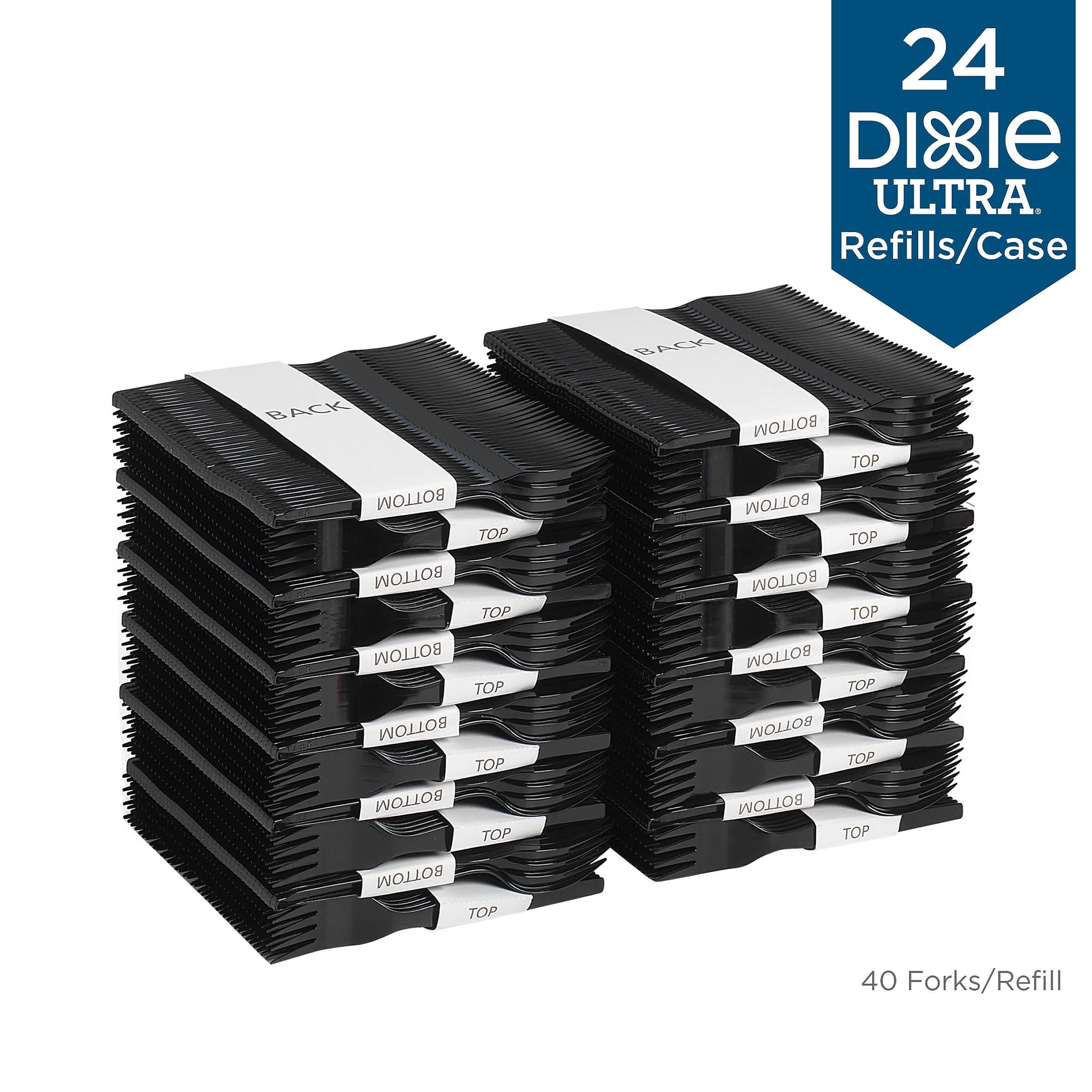 Dixie Ultra SmartStock Series-O Plastic Fork Refills, Medium-Weight, Black, 960/Carton