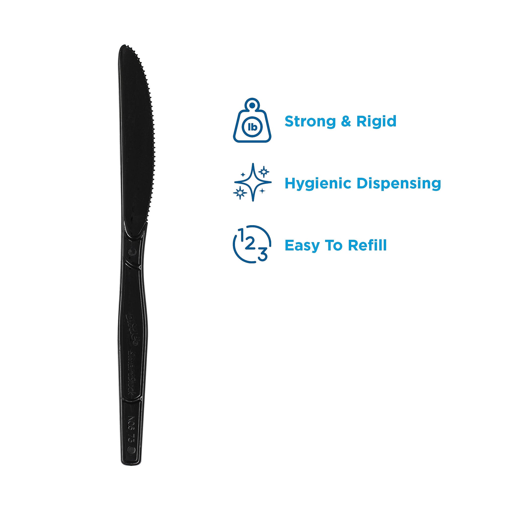 Dixie Ultra SmartStock Series-O Plastic Knife Refills, Medium-Weight, Black, 960/Carton