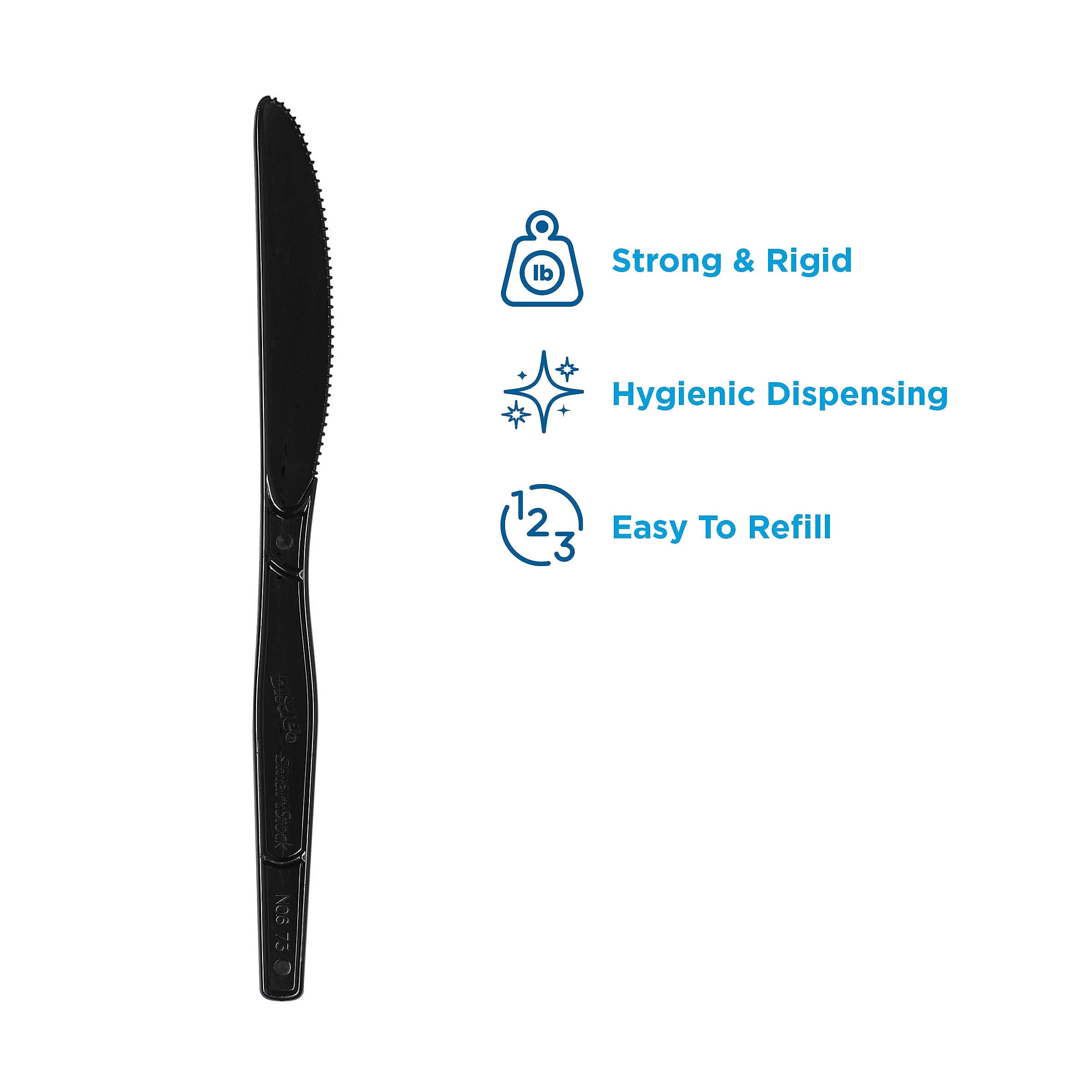 Dixie Ultra SmartStock Series-O Plastic Knife Refills, Medium-Weight, Black, 960/Carton