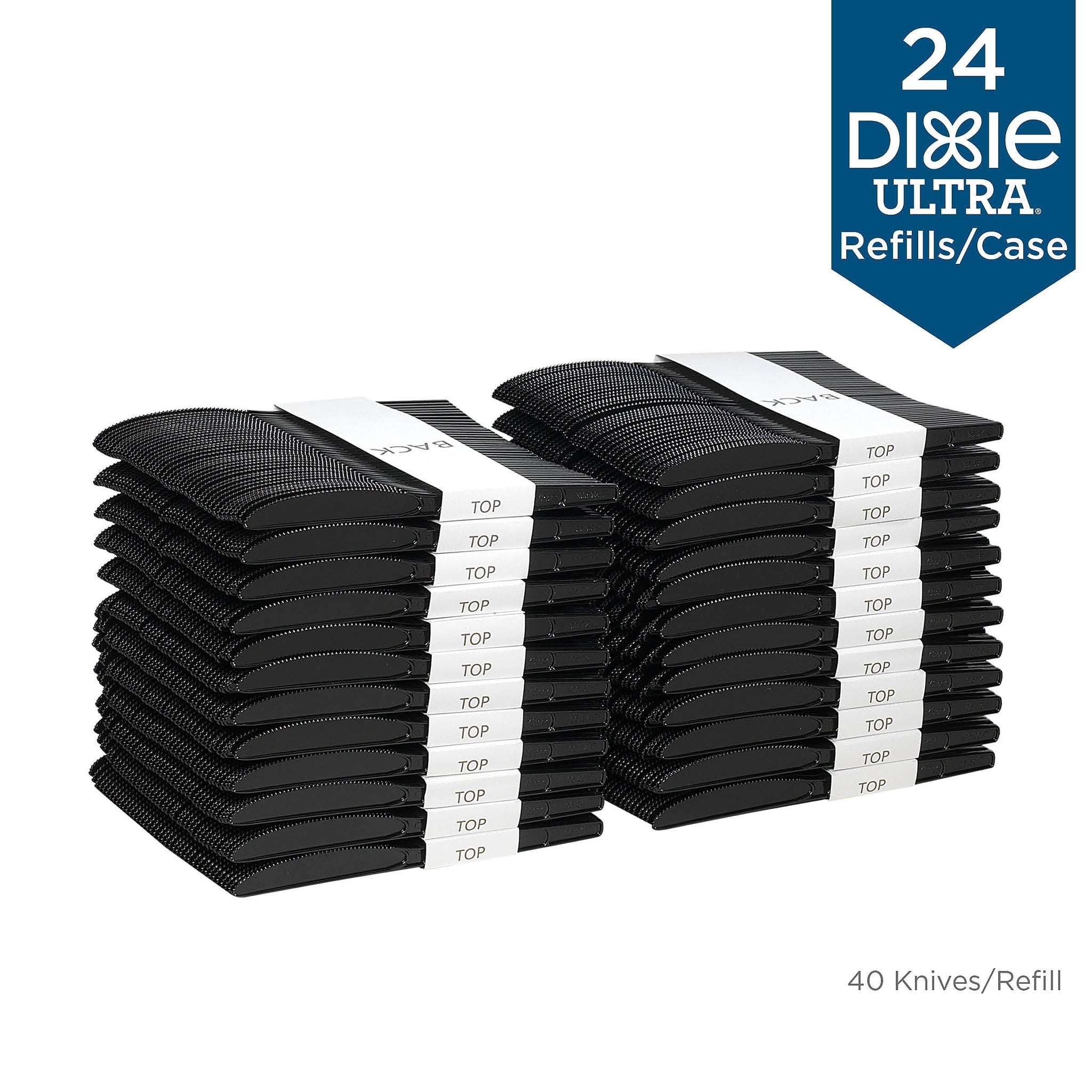 Dixie Ultra SmartStock Series-O Plastic Knife Refills, Medium-Weight, Black, 960/Carton