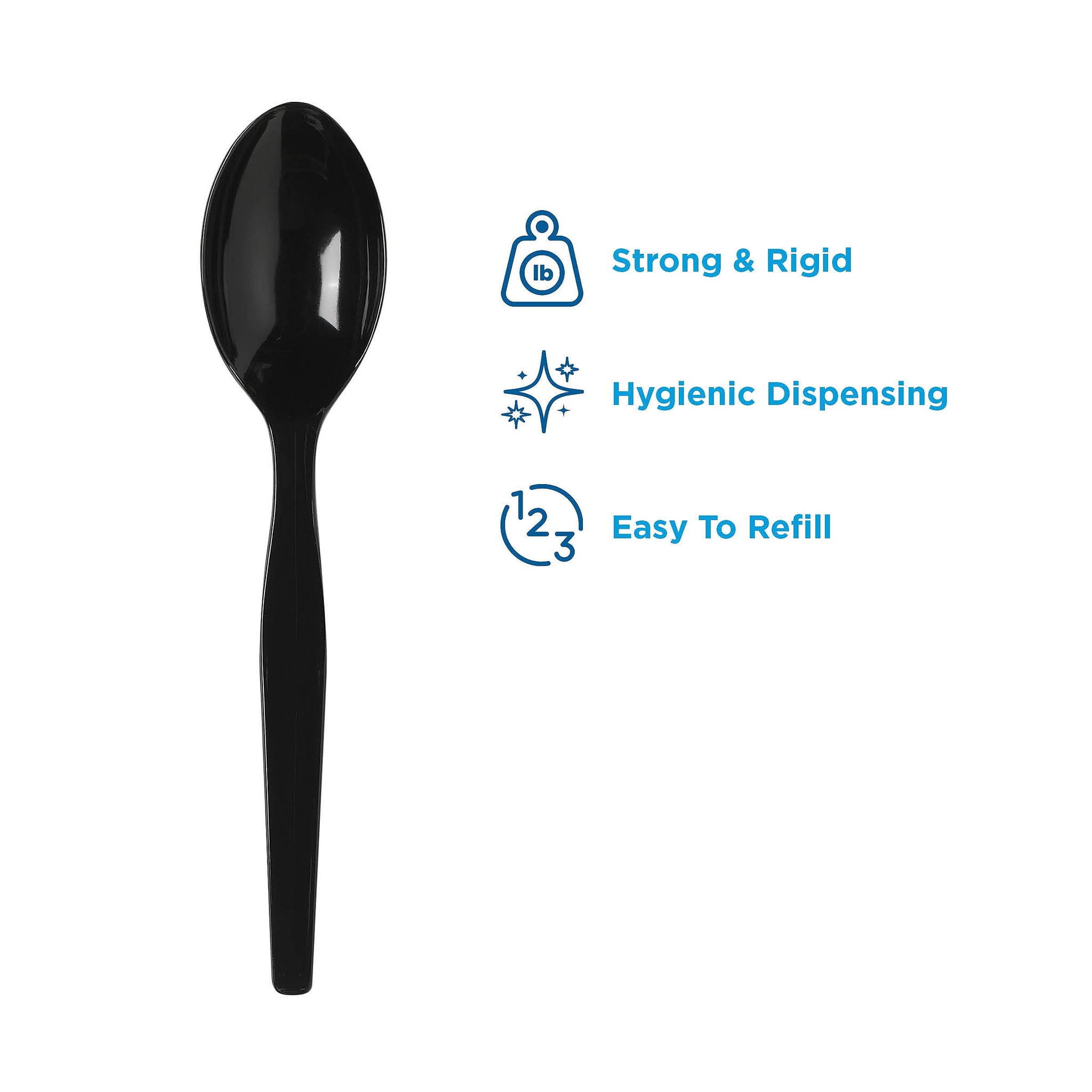 Dixie Ultra SmartStock Series-O Plastic Spoon Refills, Medium-Weight, Black, 960/Carton