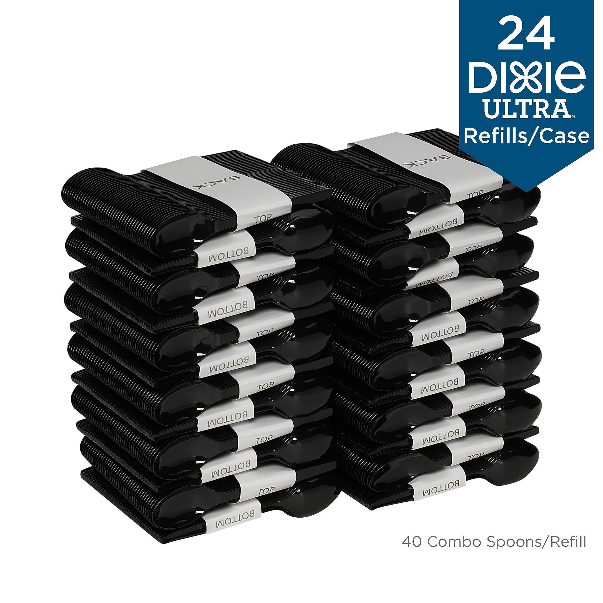 Dixie Ultra SmartStock Series-O Plastic Spoon Refills, Medium-Weight, Black, 960/Carton