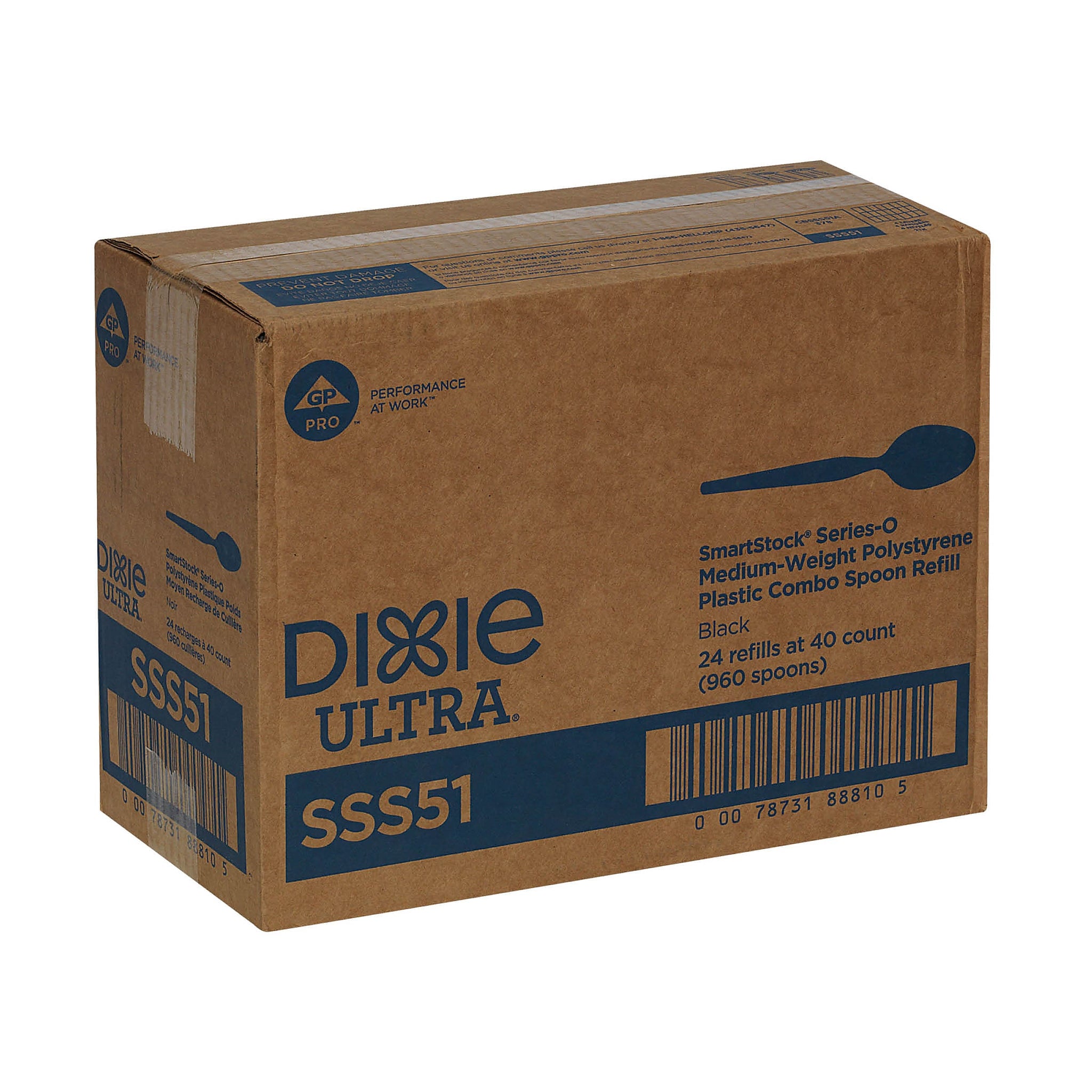 Dixie Ultra SmartStock Series-O Plastic Spoon Refills, Medium-Weight, Black, 960/Carton