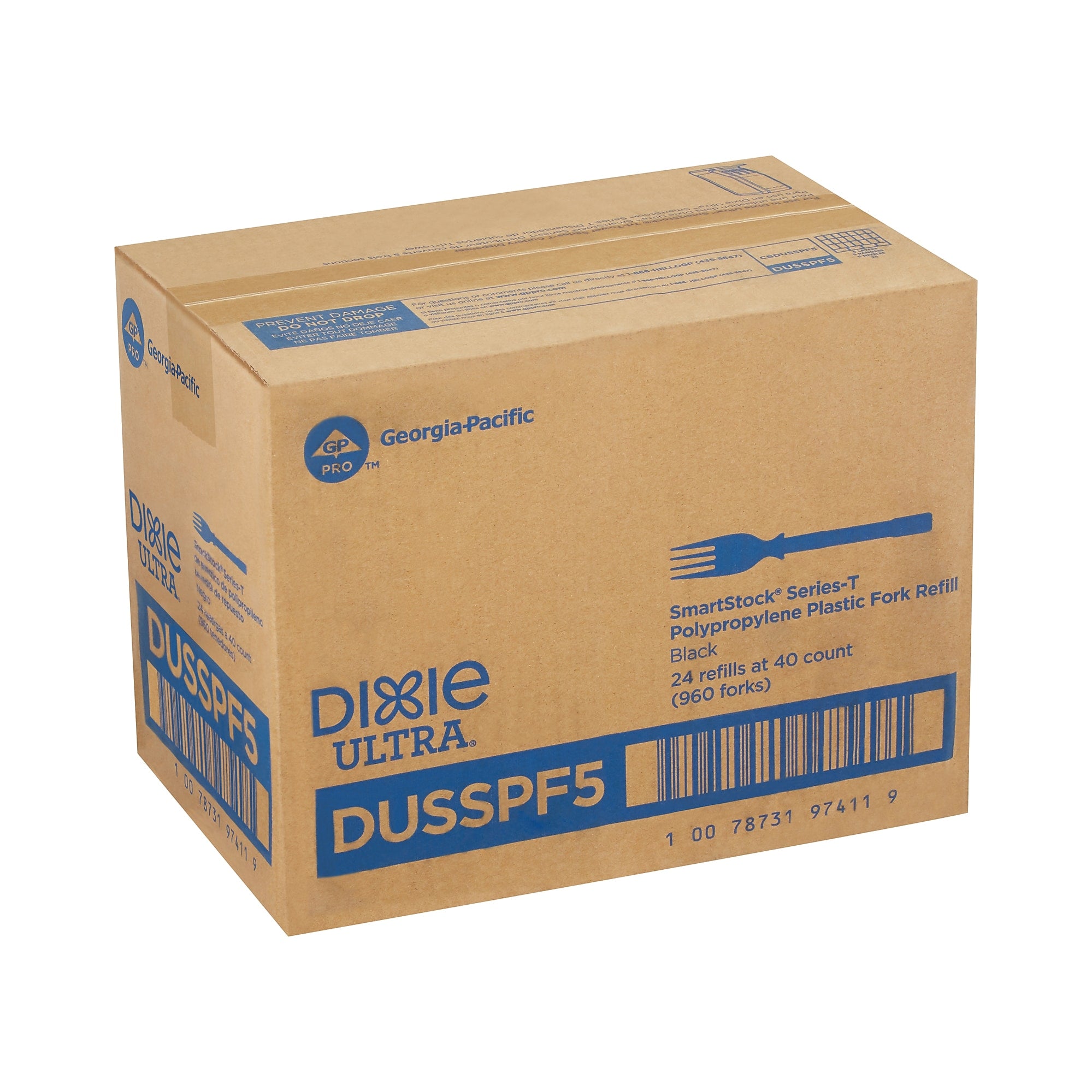 Dixie Ultra SmartStock Series-T Polypropylene Fork Set, Black, 960/Carton