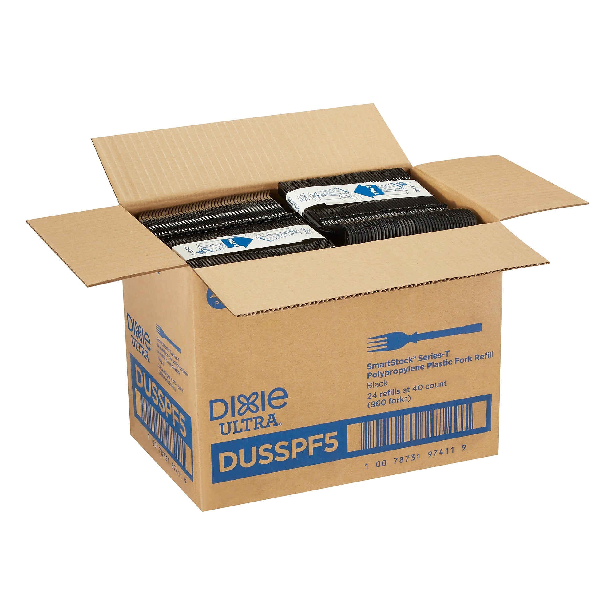 Dixie Ultra SmartStock Series-T Polypropylene Fork Set, Black, 960/Carton