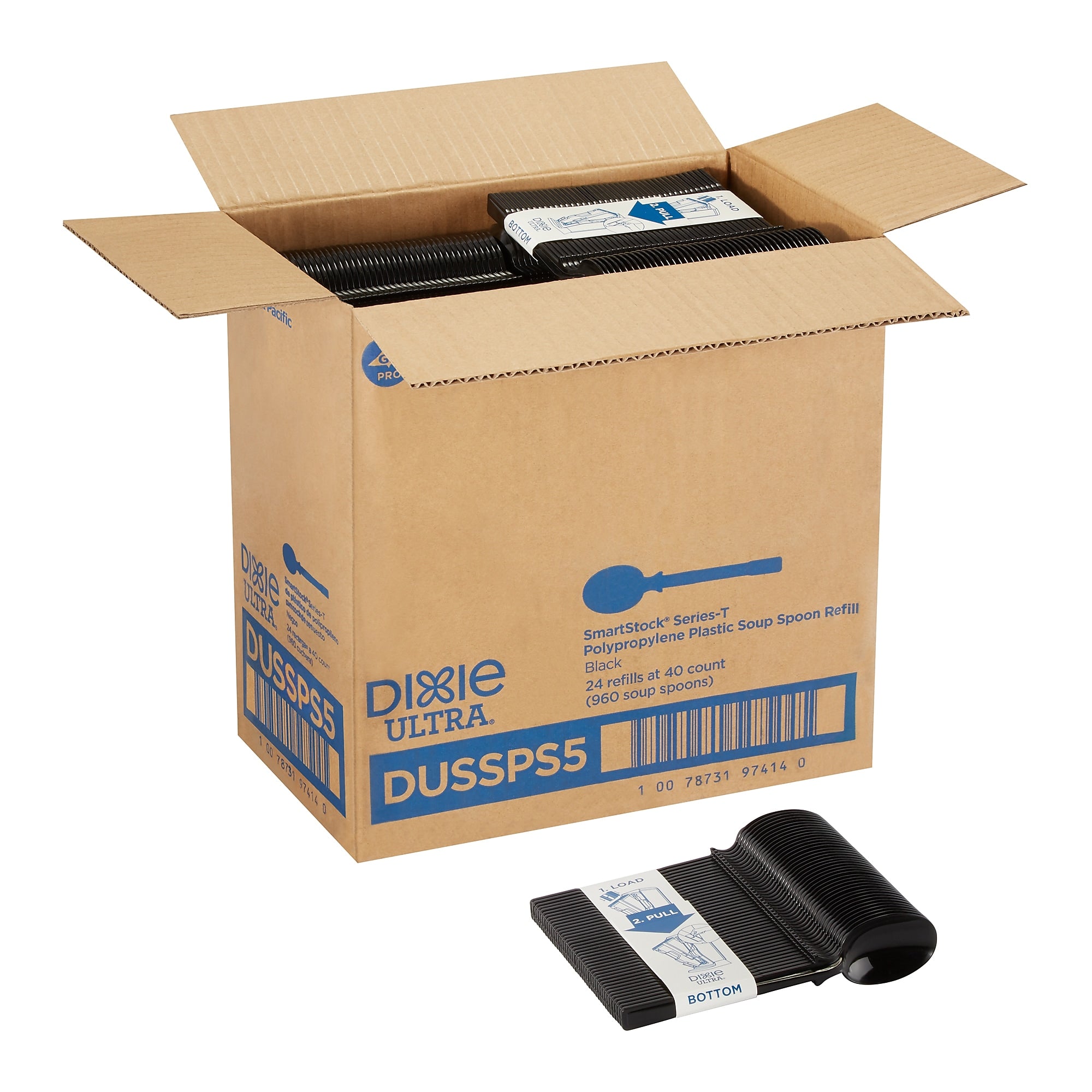 Dixie Ultra SmartStock Series-T Polypropylene Soup Spoon Set, Black, 960/Carton
