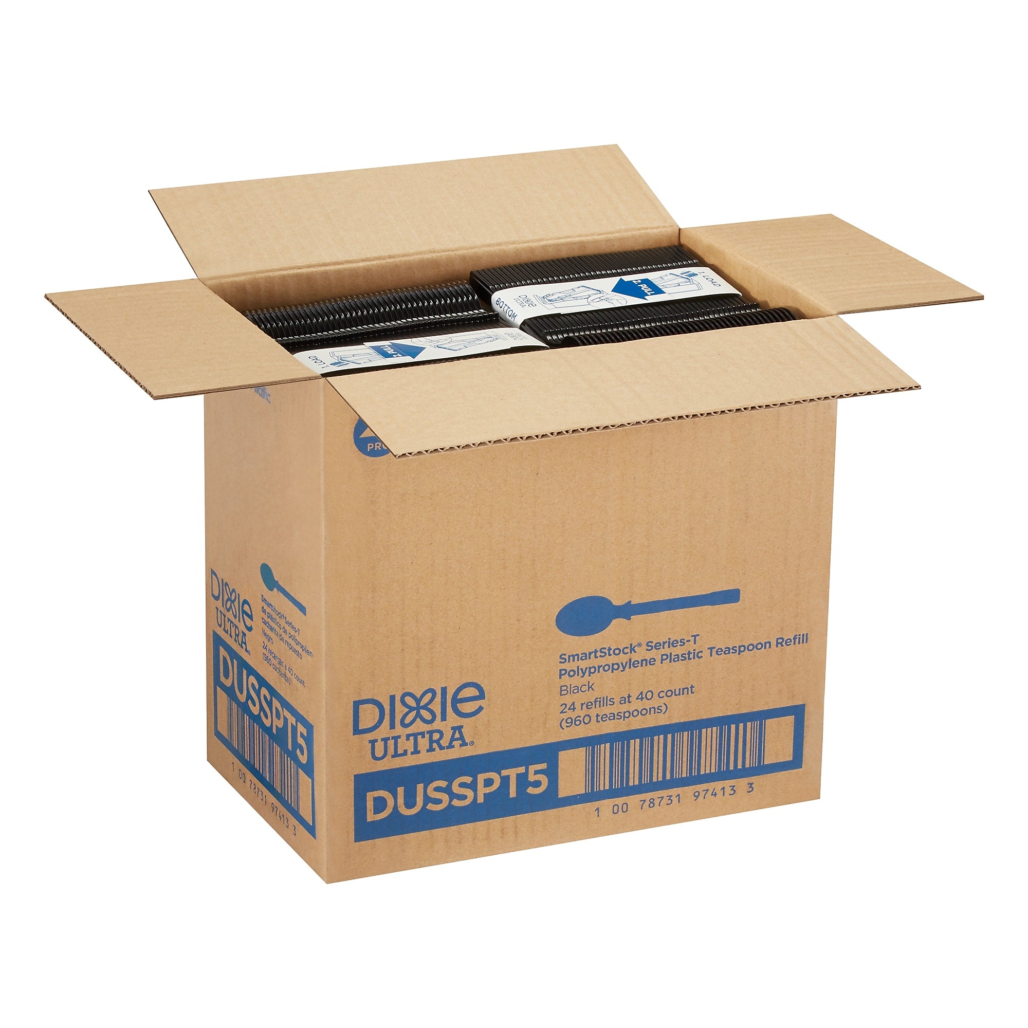 Dixie Ultra SmartStock Series-T Polypropylene Tea Spoon Set, Black, 960/Carton
