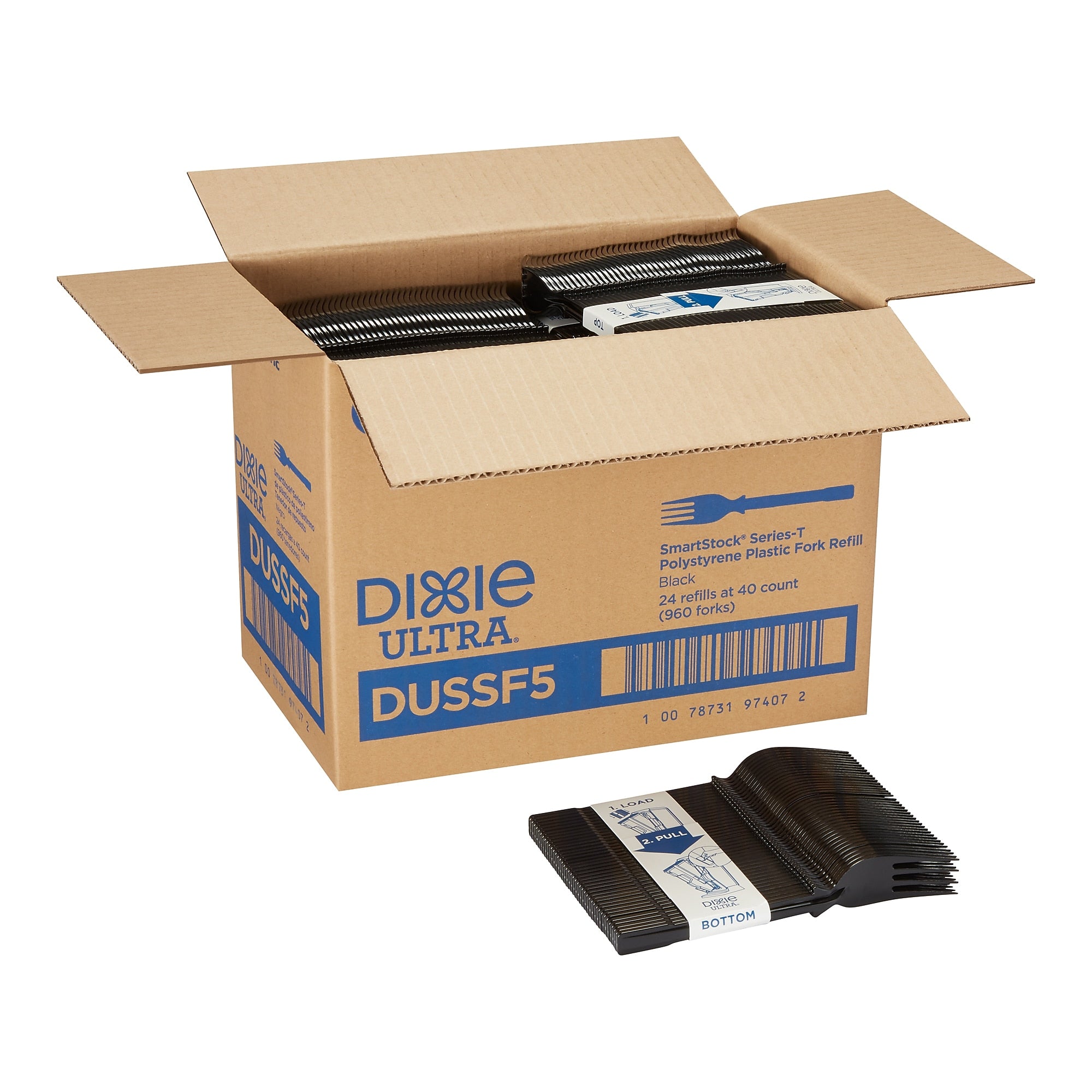 Dixie Ultra SmartStock Series-T Polystyrene Fork Refill, Black, 960/Carton