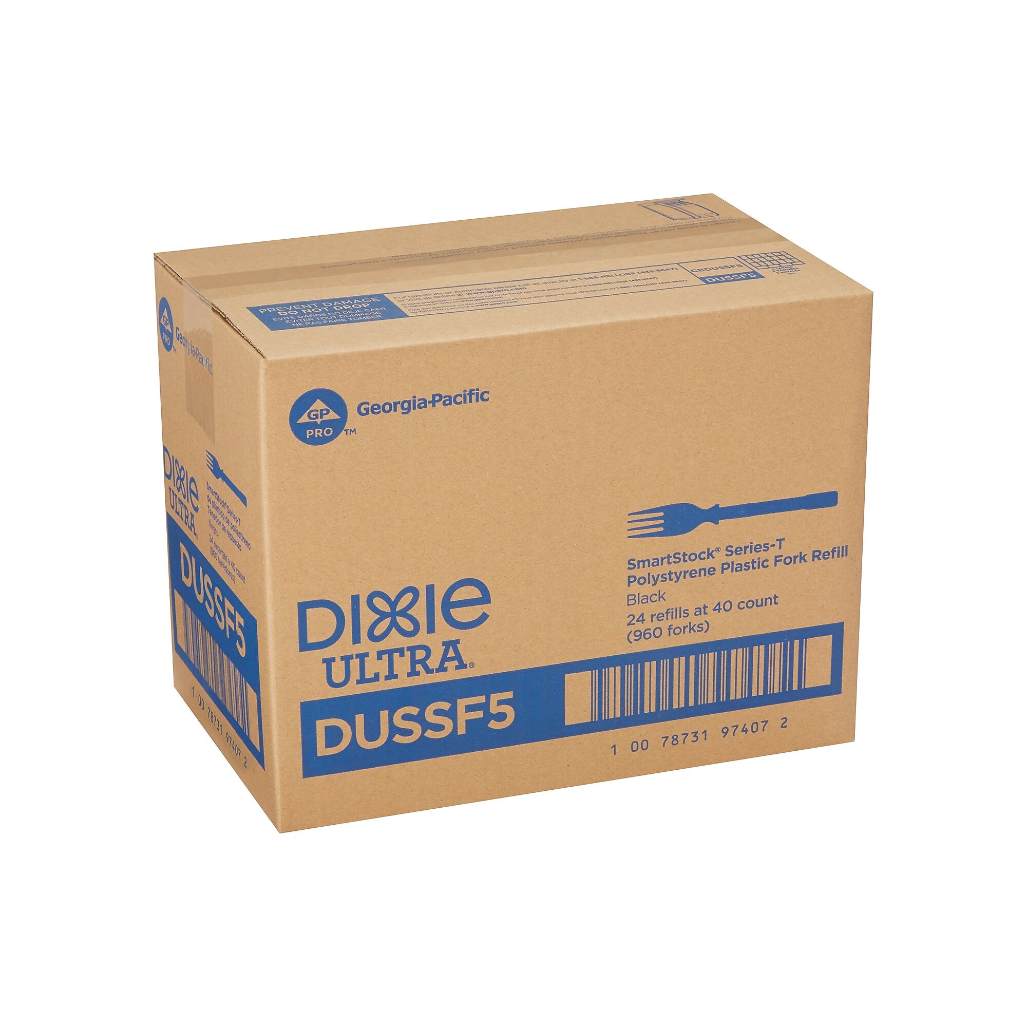 Dixie Ultra SmartStock Series-T Polystyrene Fork Refill, Black, 960/Carton