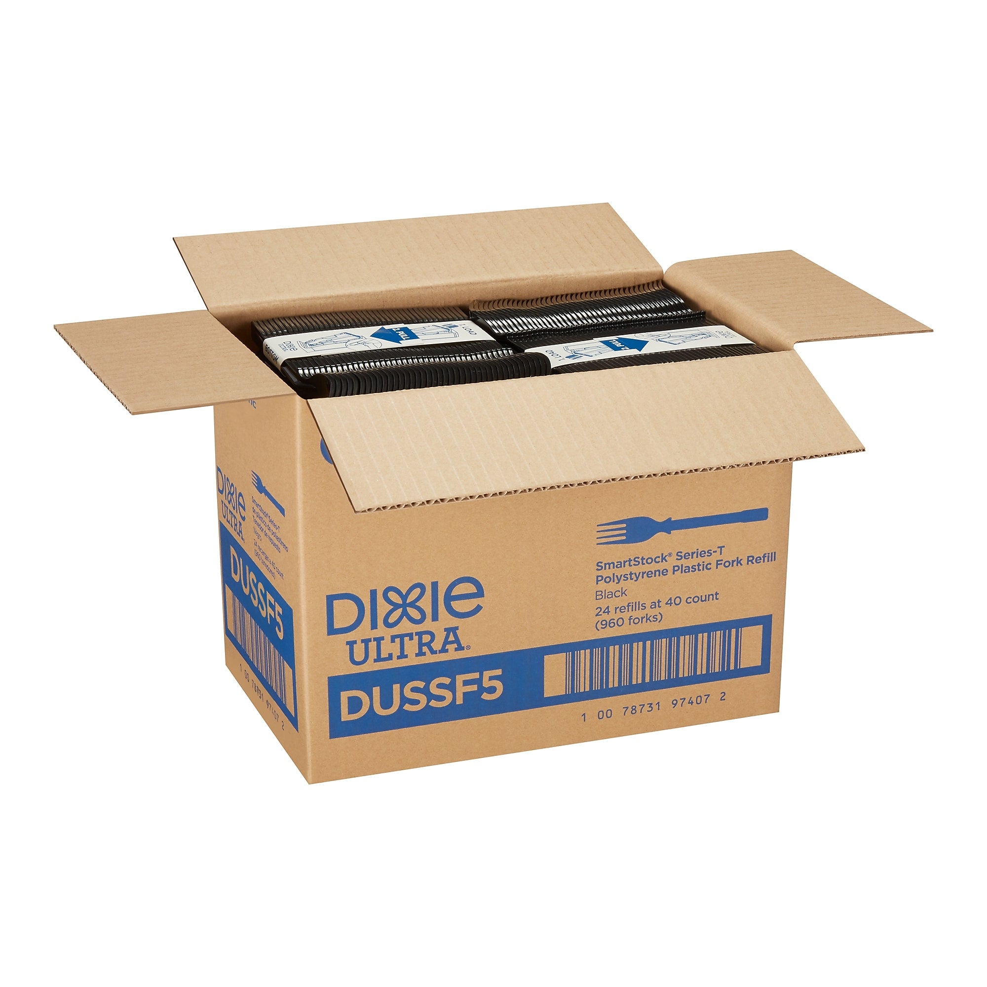 Dixie Ultra SmartStock Series-T Polystyrene Fork Refill, Black, 960/Carton