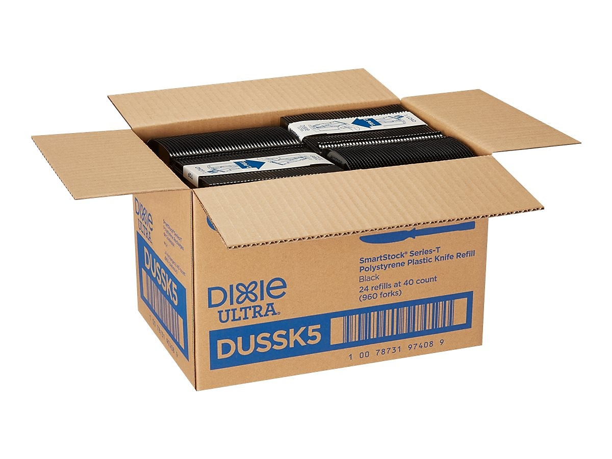 Dixie Ultra SmartStock Series-T Polystyrene Knife Set, Black, 960/Carton