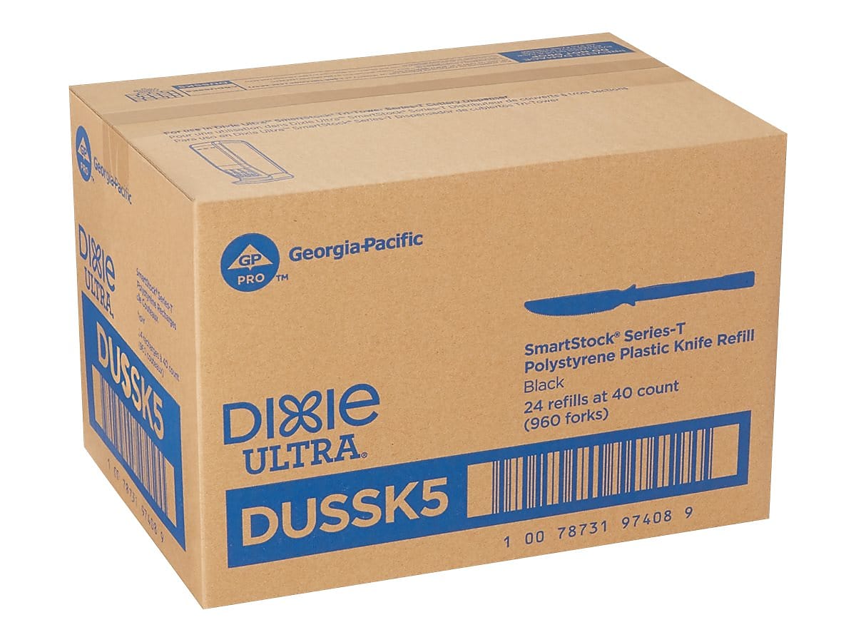 Dixie Ultra SmartStock Series-T Polystyrene Knife Set, Black, 960/Carton