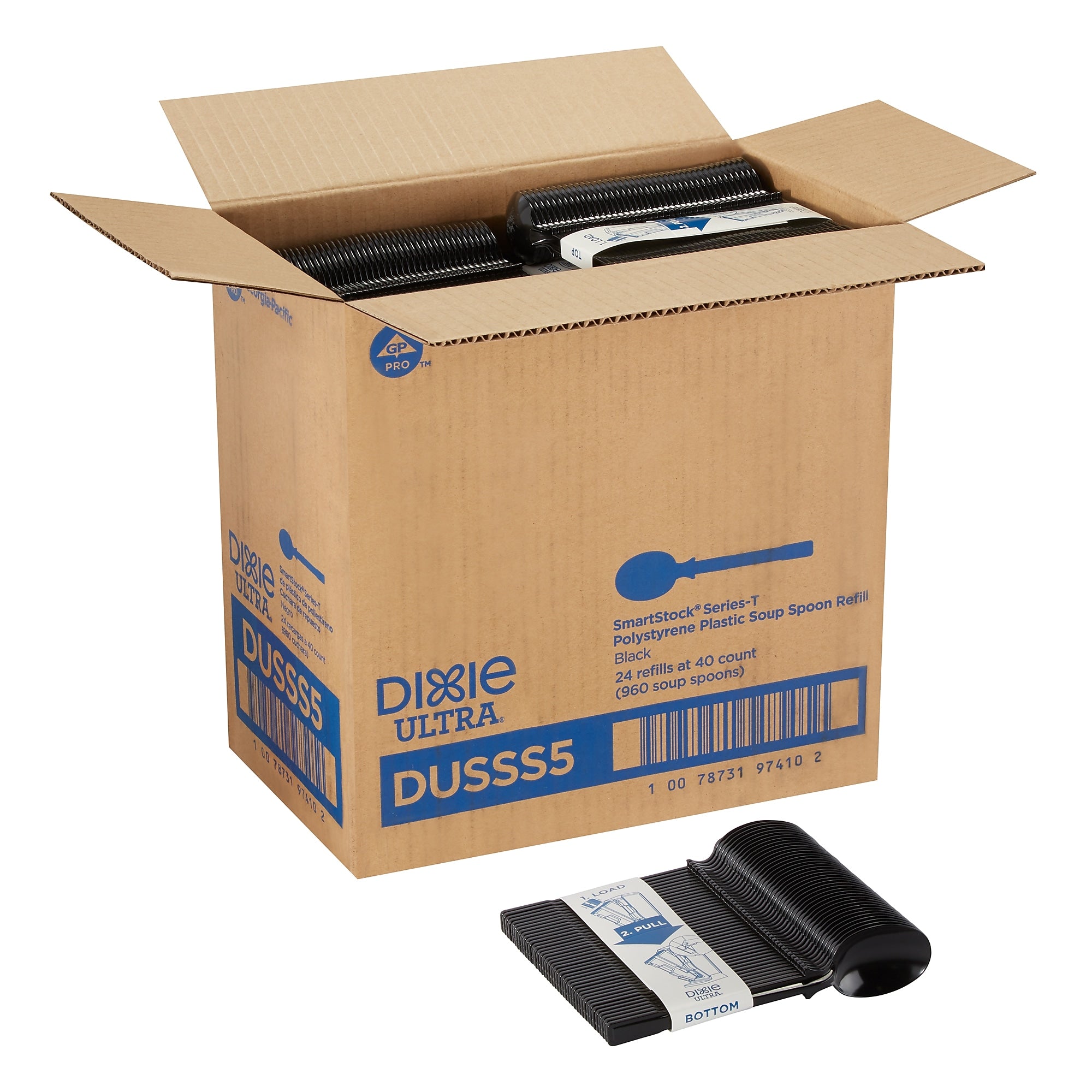Dixie Ultra SmartStock Series-T Polystyrene Soup Spoon Refill, Black, 960/Carton