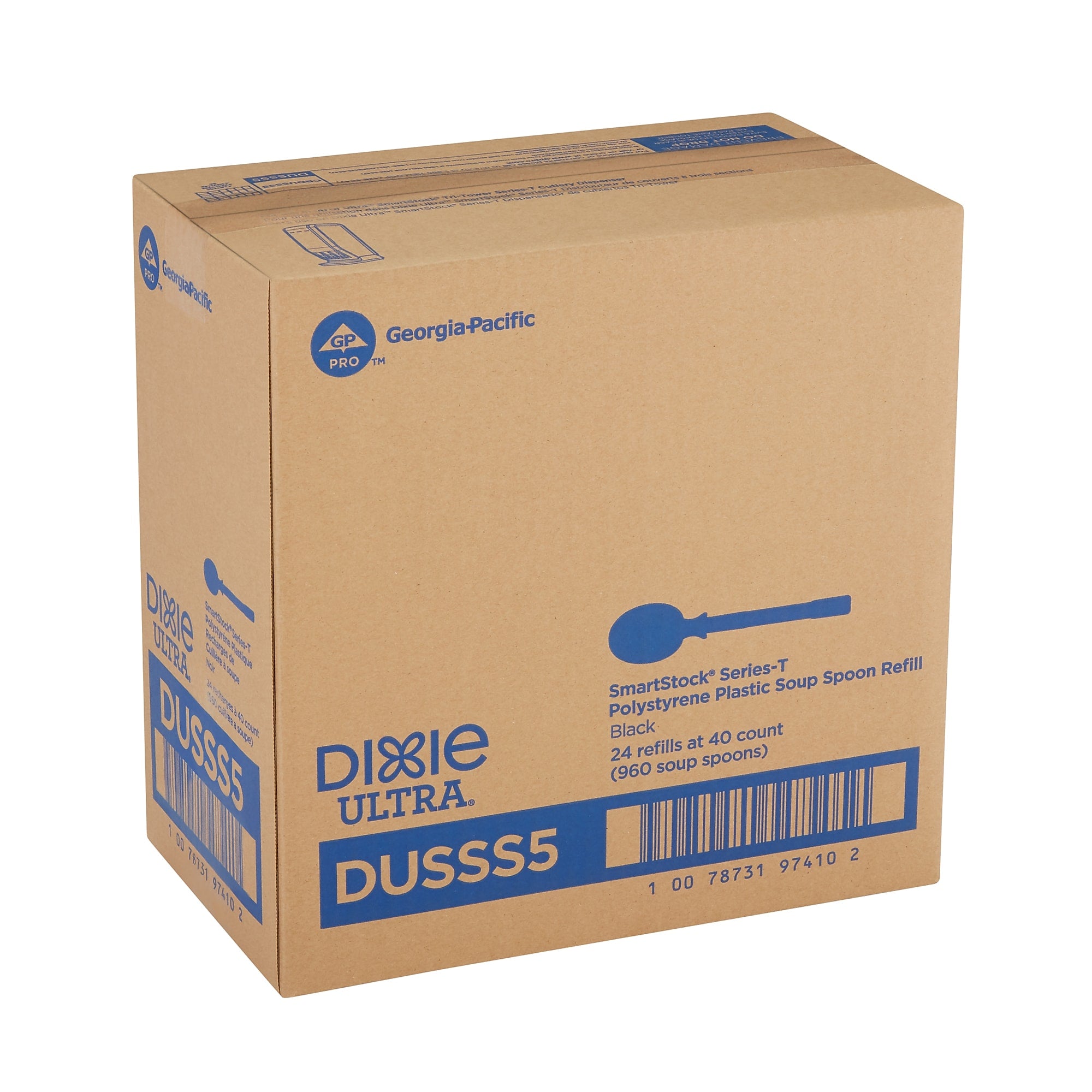 Dixie Ultra SmartStock Series-T Polystyrene Soup Spoon Refill, Black, 960/Carton