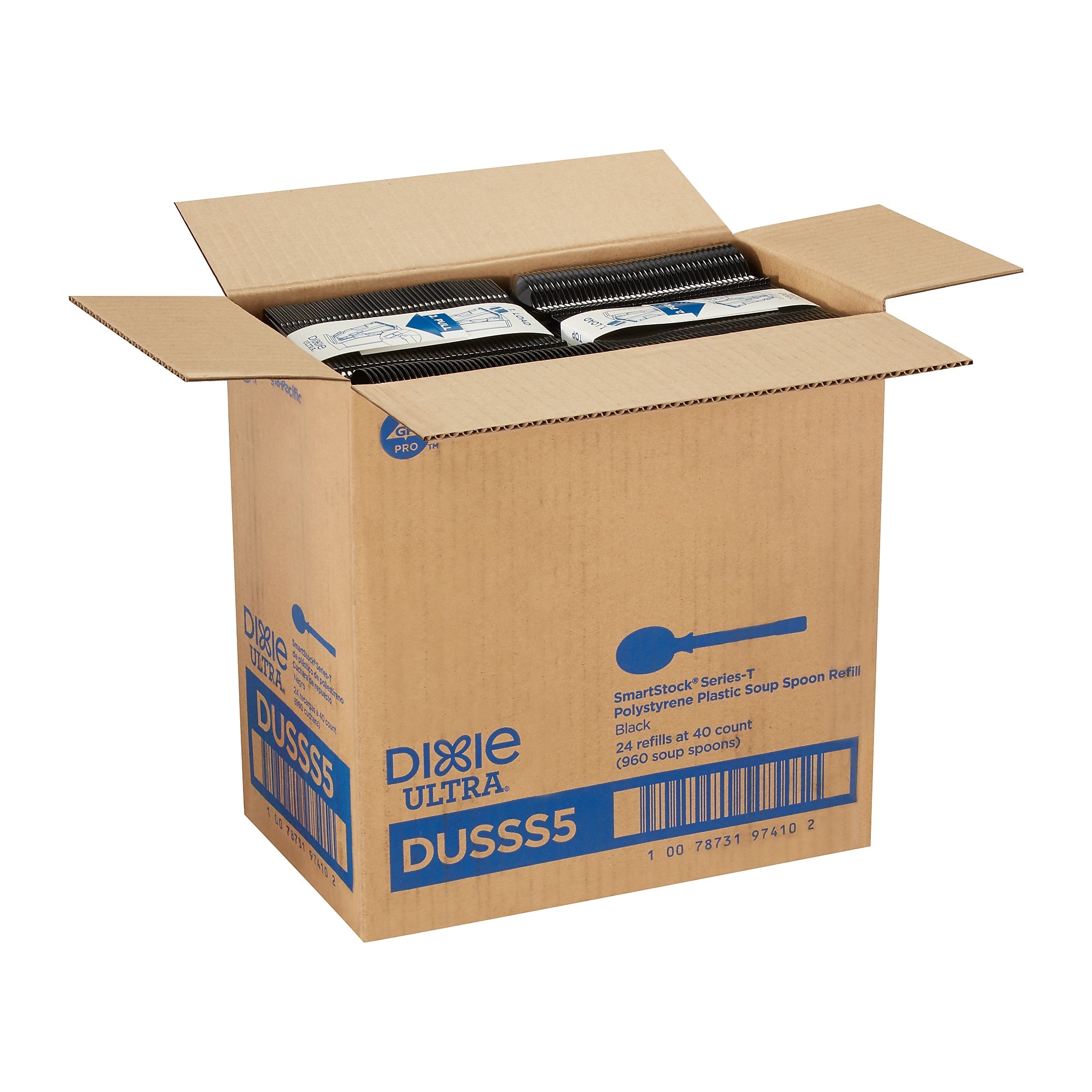 Dixie Ultra SmartStock Series-T Polystyrene Soup Spoon Refill, Black, 960/Carton