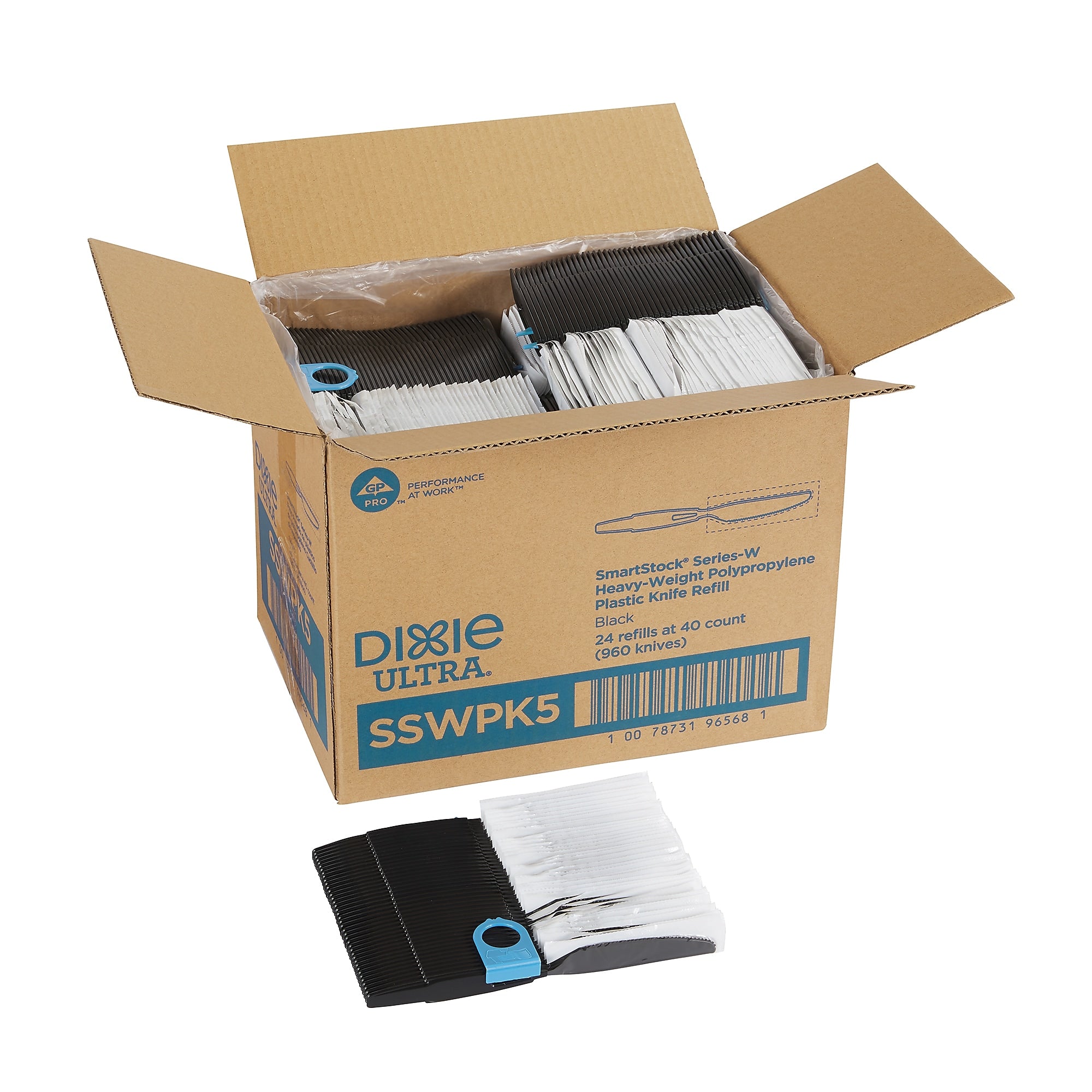 Dixie Ultra SmartStock Series-W Individually Wrapped Polypropylene Knife Refill, Heavy-Weight, Black, 960/Carton